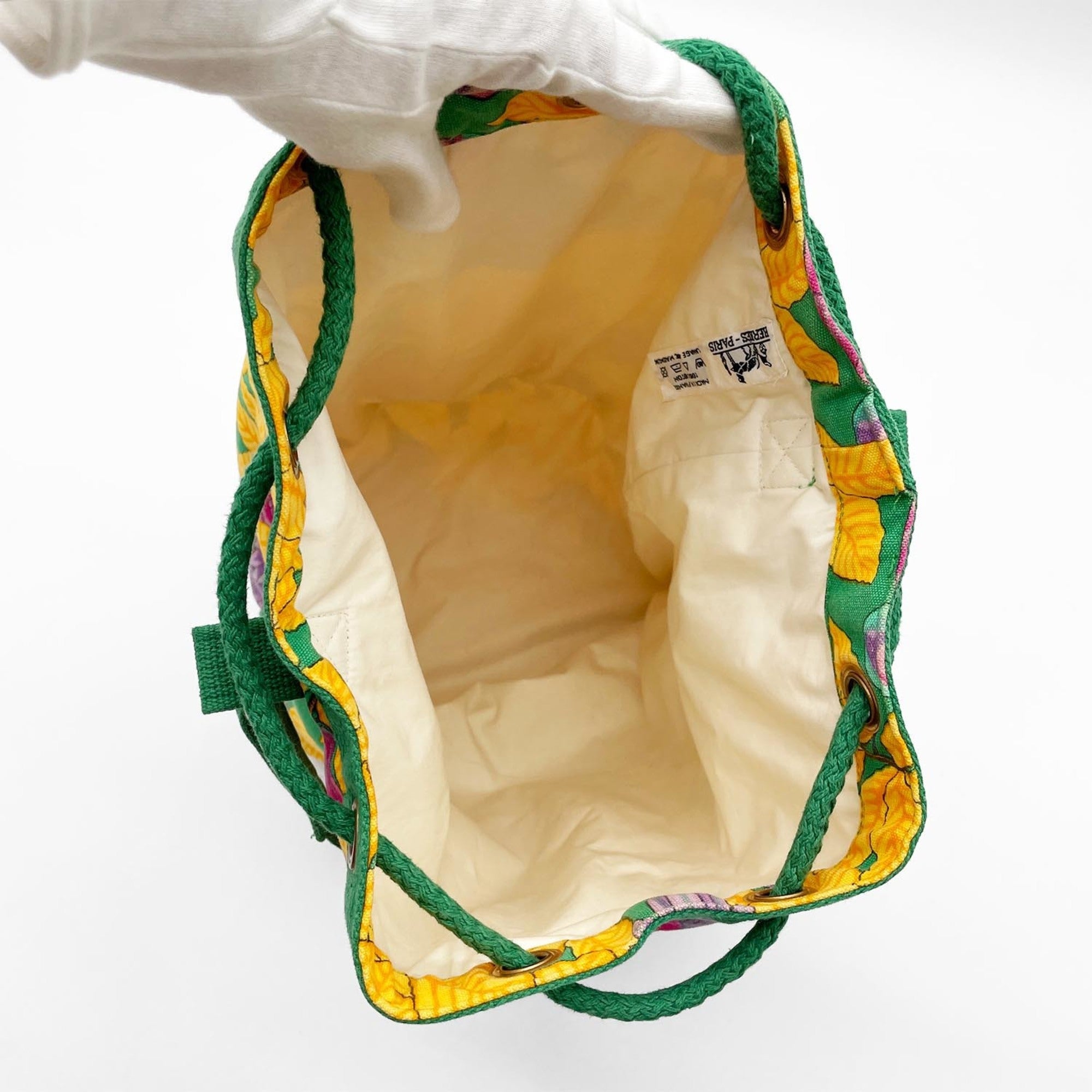 Hermes Green Pink Yellow Canvas Shoulder Bag (Pre-Owned)