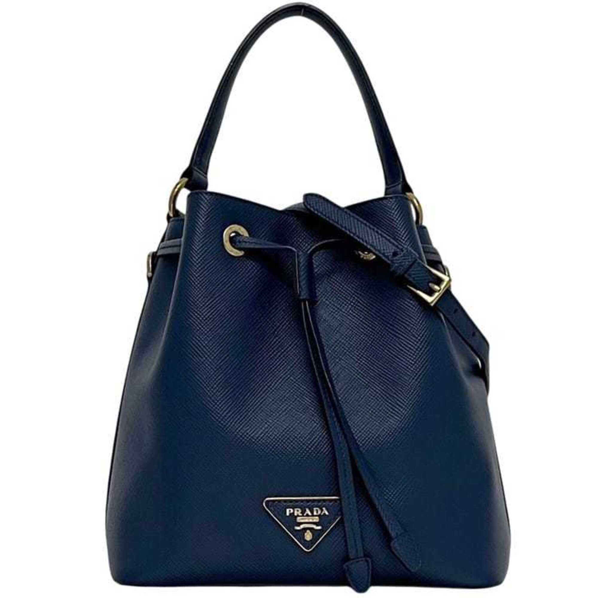 Prada Azzurro Blue Leather Shoulder Bag (Pre-Owned)