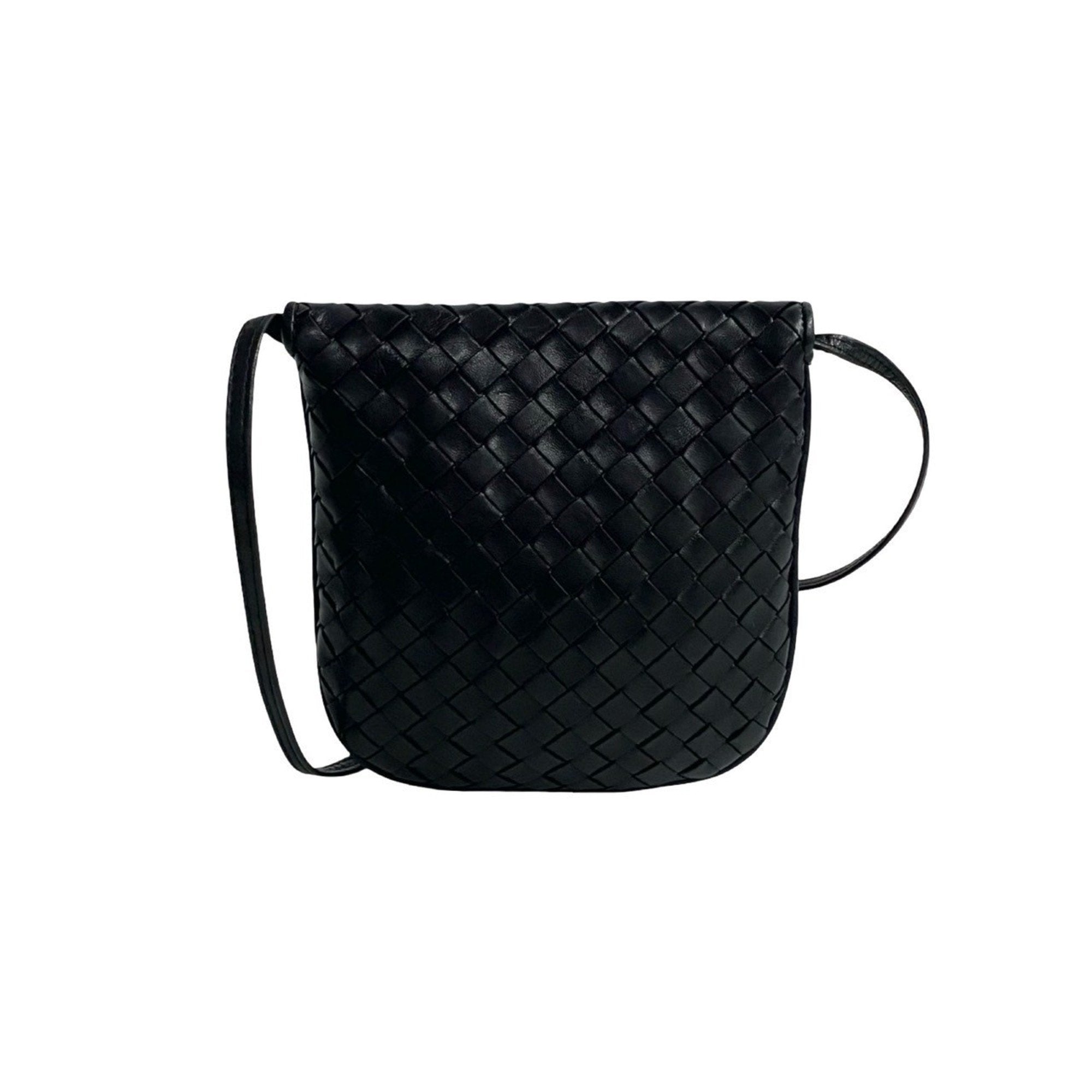 Bottega Veneta Black Leather Pochette Shoulder Bag (Pre-Owned)