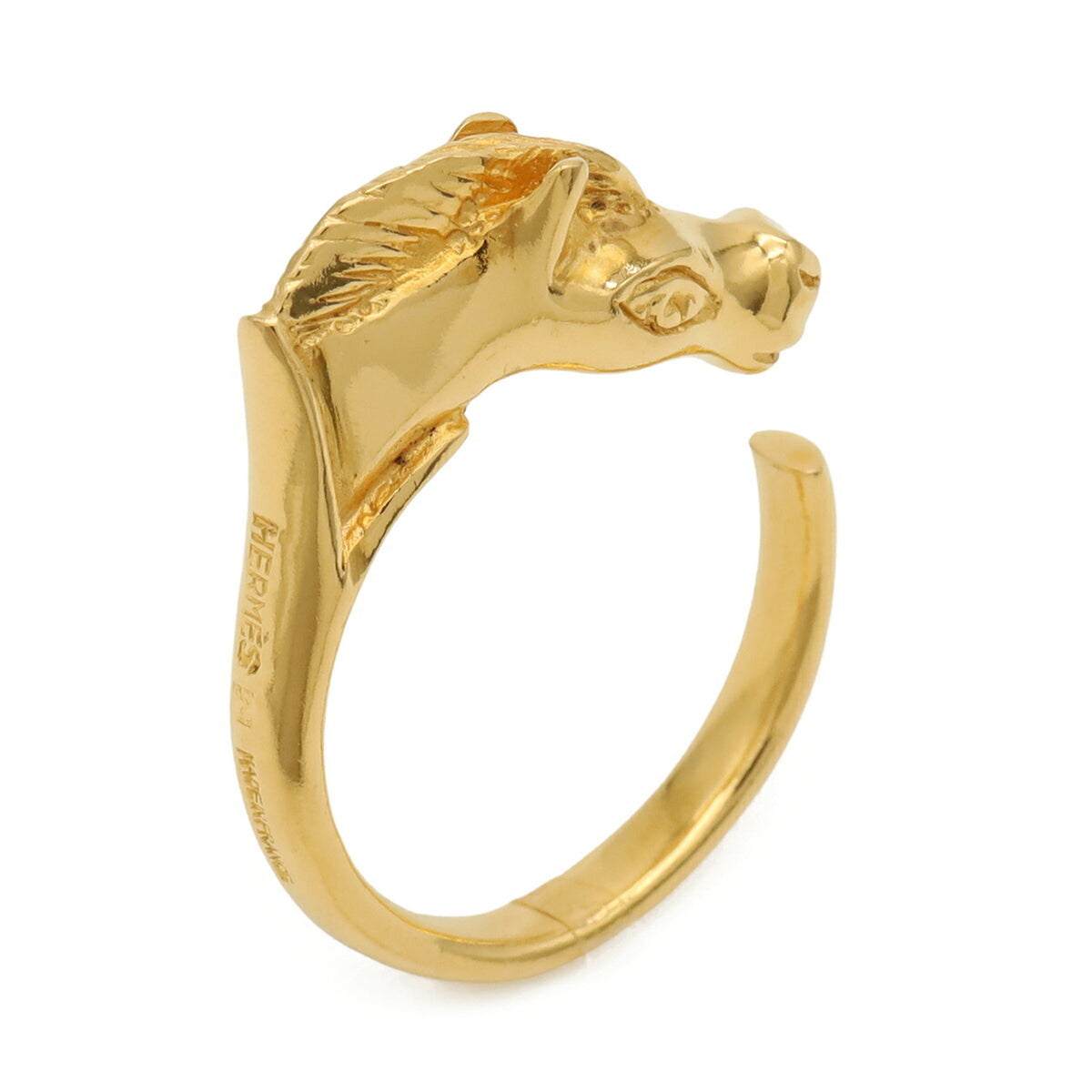 Hermes Gold Gold Plating Band Ring (Pre-Owned)
