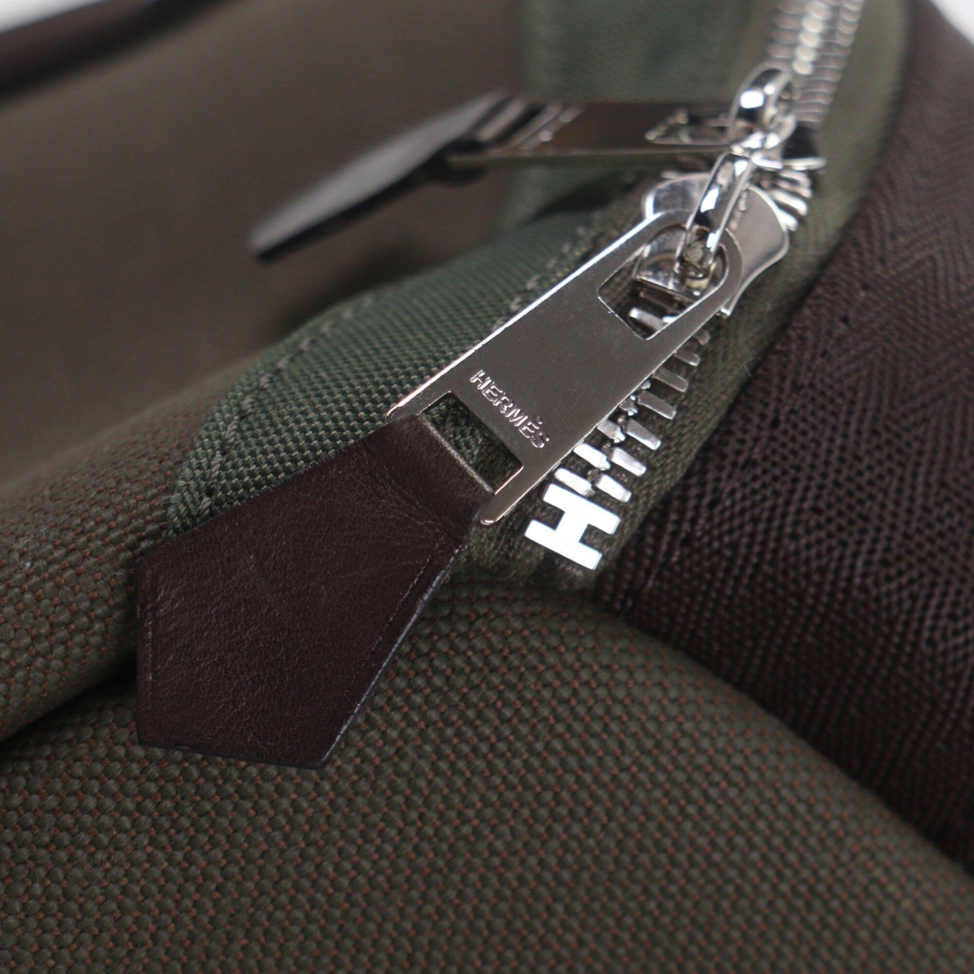 Hermes Khaki Brown Leather Boston Bag (Pre-Owned)