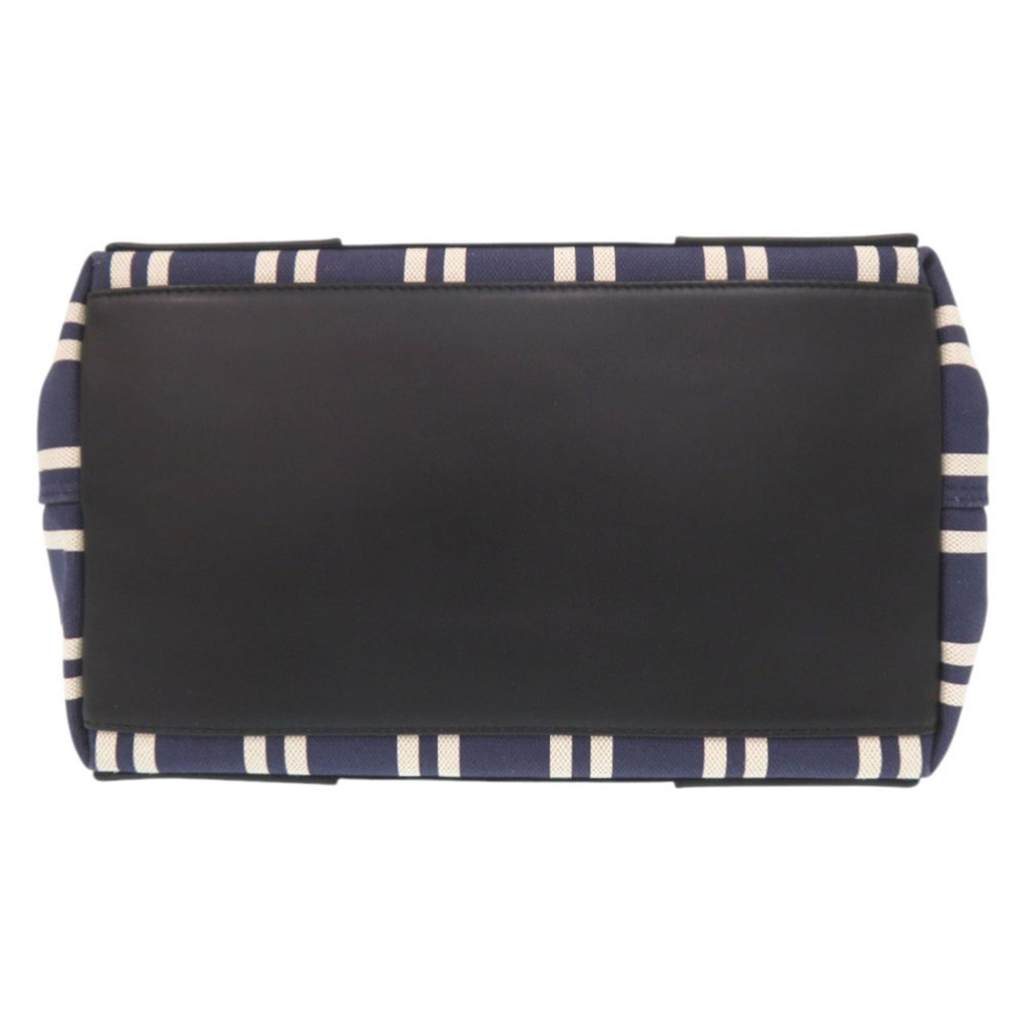 Balenciaga Black Navy White Canvas Leather Handbag Tote Bag (Pre-Owned)