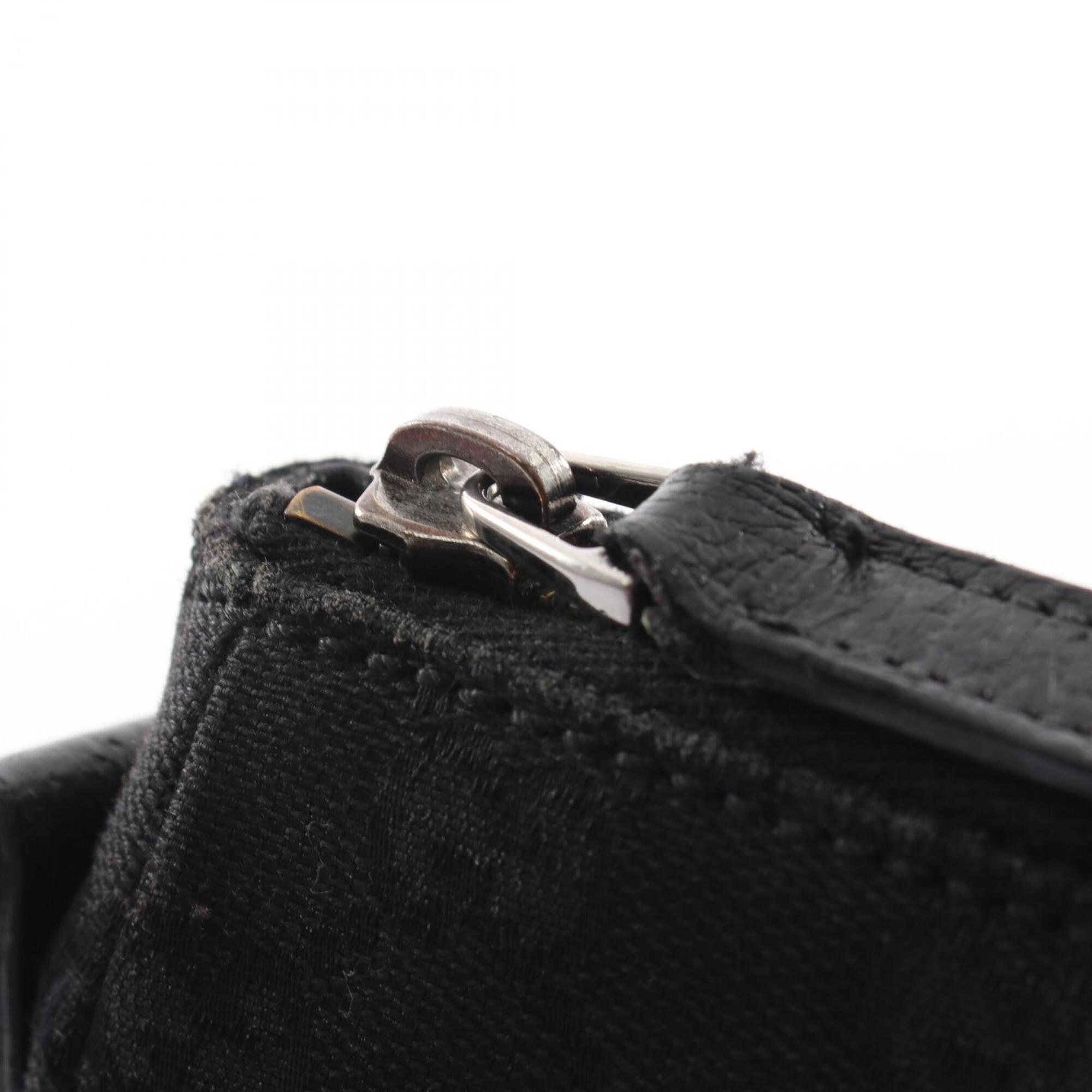 Gucci Black Canvas Leather Handbag Shoulder Bag (Pre-Owned)