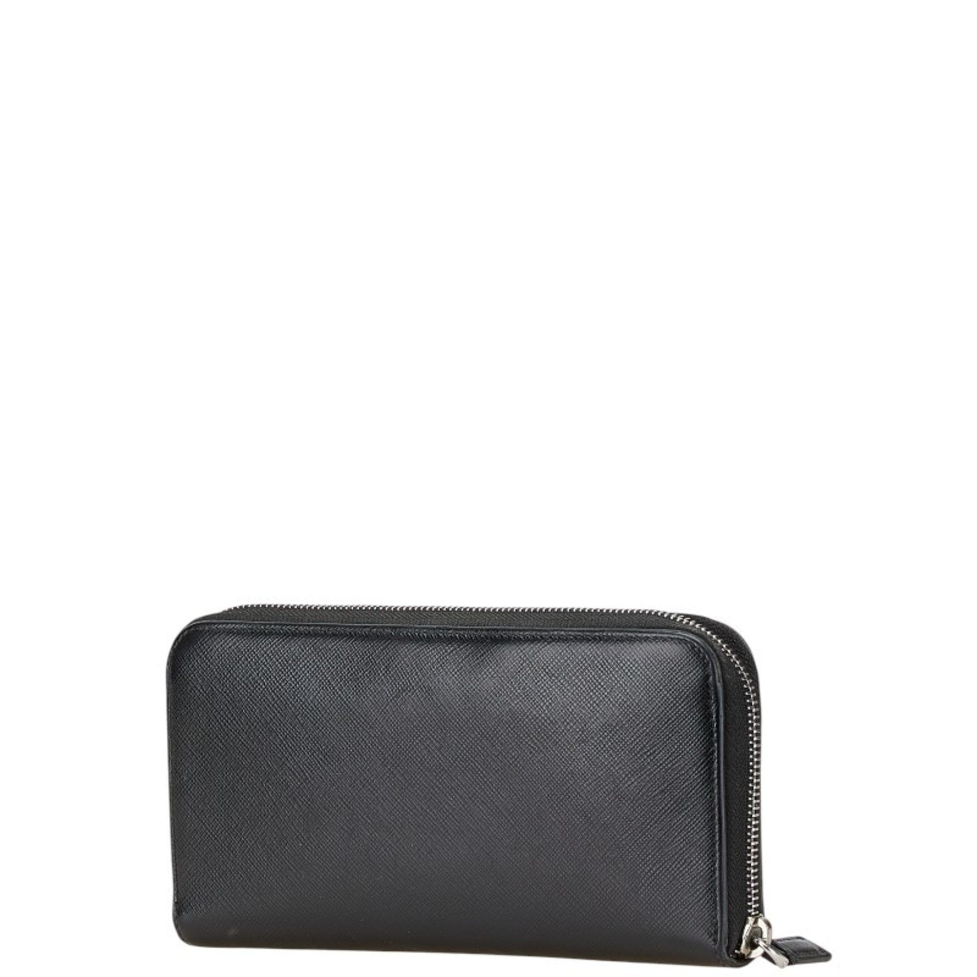 Prada Black Leather Long Wallet (Bi-Fold) (Pre-Owned)
