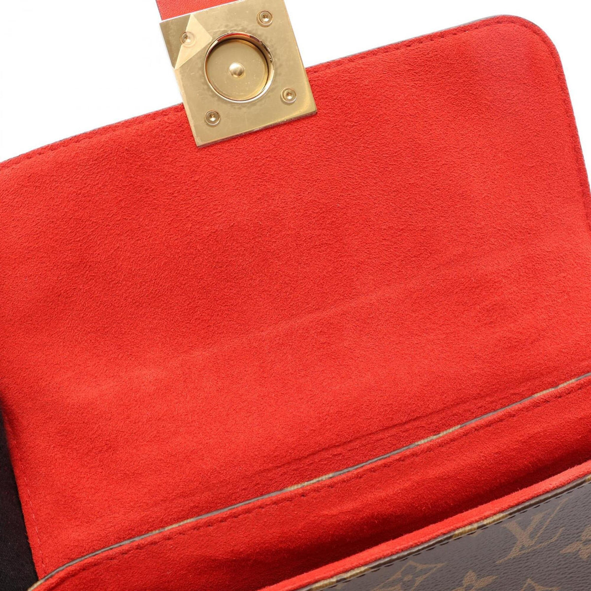 Louis Vuitton Brown Red Color Coated Canvas Leather Handbag (Pre-Owned)