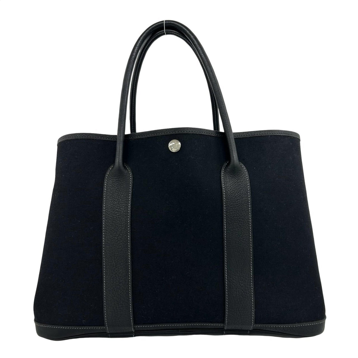 Hermes Black Toile Officier Negonda Leather Handbag Tote Bag (Pre-Owned)