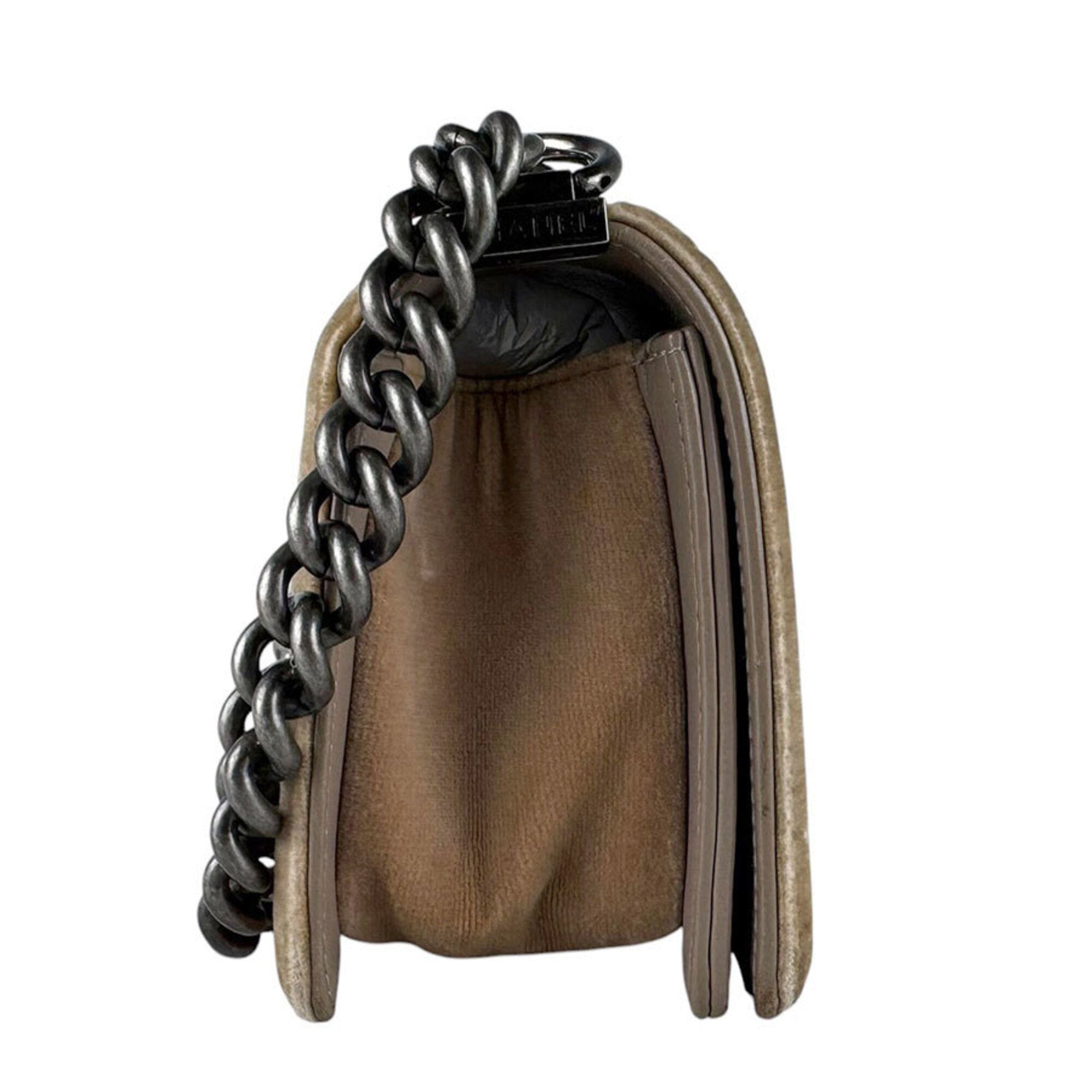 Chanel Light Brown Velvet Shoulder Bag (Pre-Owned)