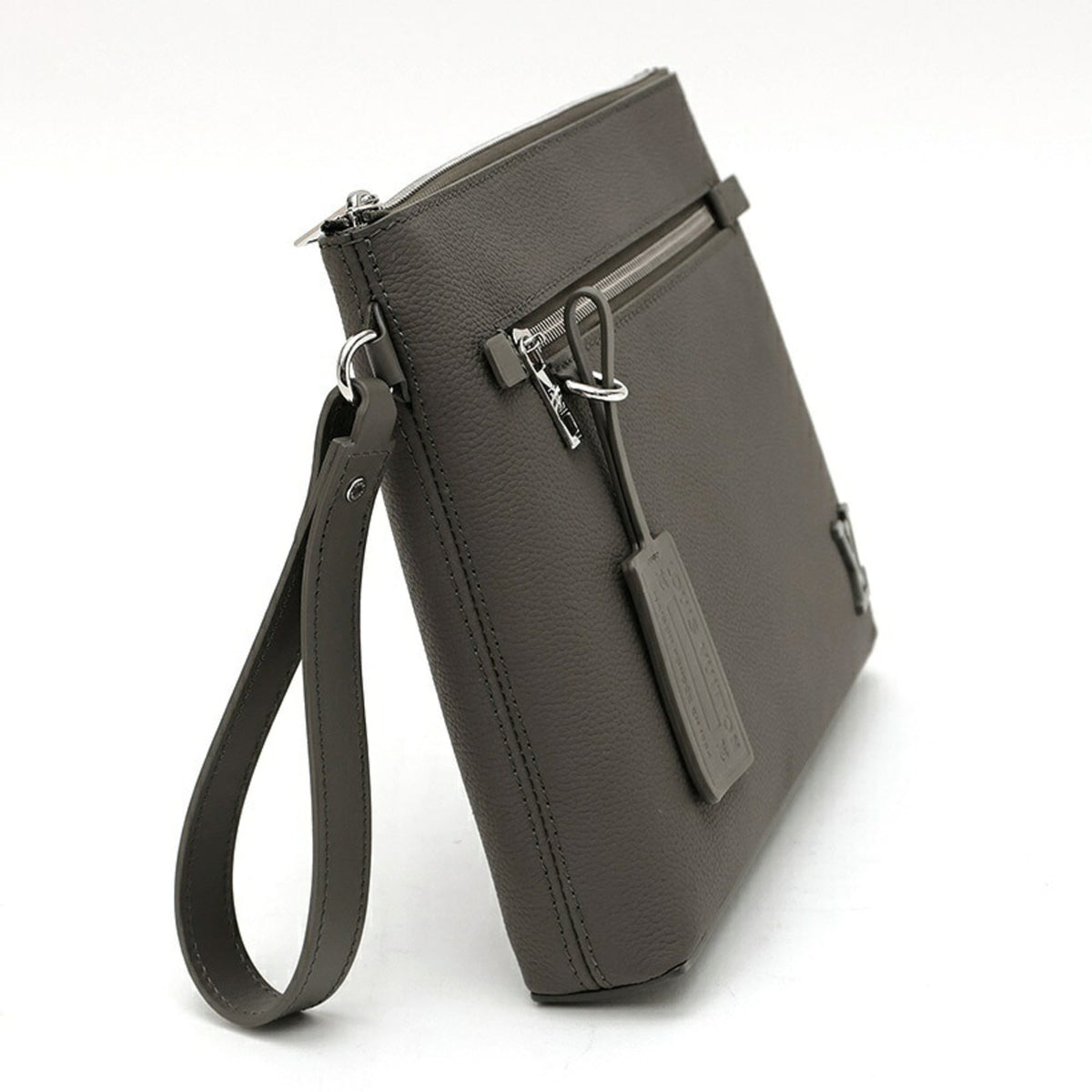 Louis Vuitton Khaki Leather Clutch Bag Pouch (Pre-Owned)