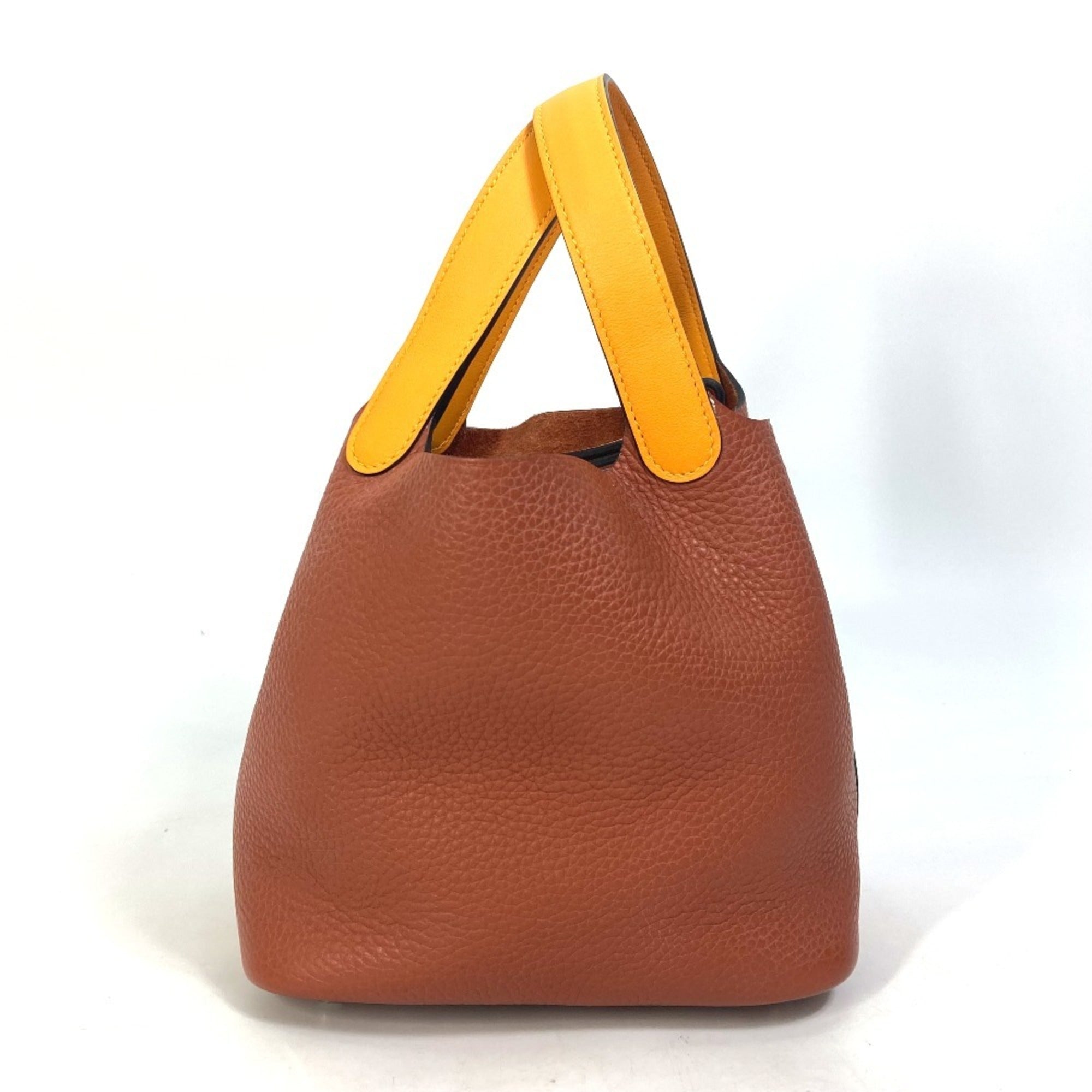 Hermes Bicolor Brown Orange Togo Leather Swift Leather Handbag Tote Bag (Pre-Owned)