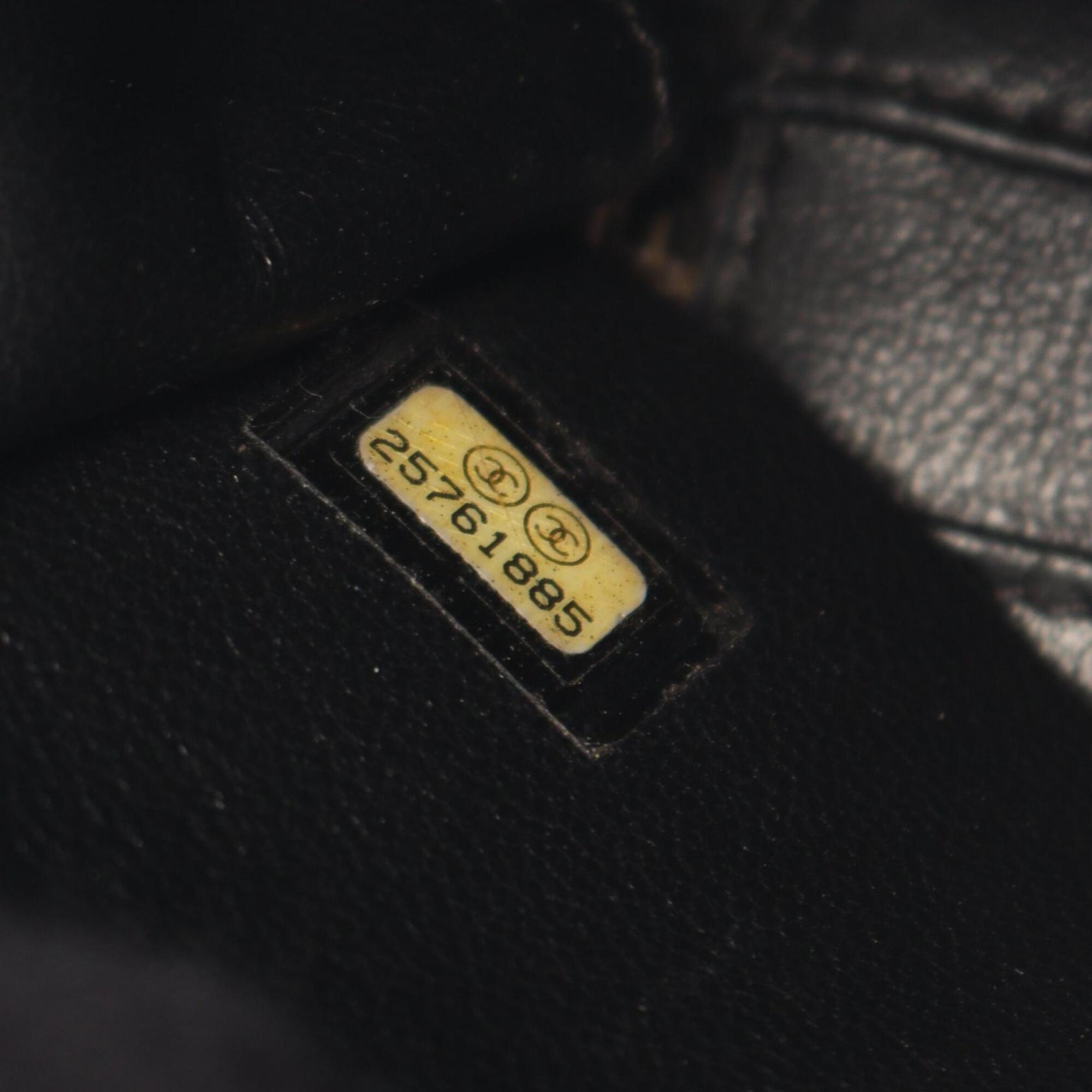 Chanel Black Grained Calfskin Leather Handbag Shoulder Bag Vanity Bag (Pre-Owned)