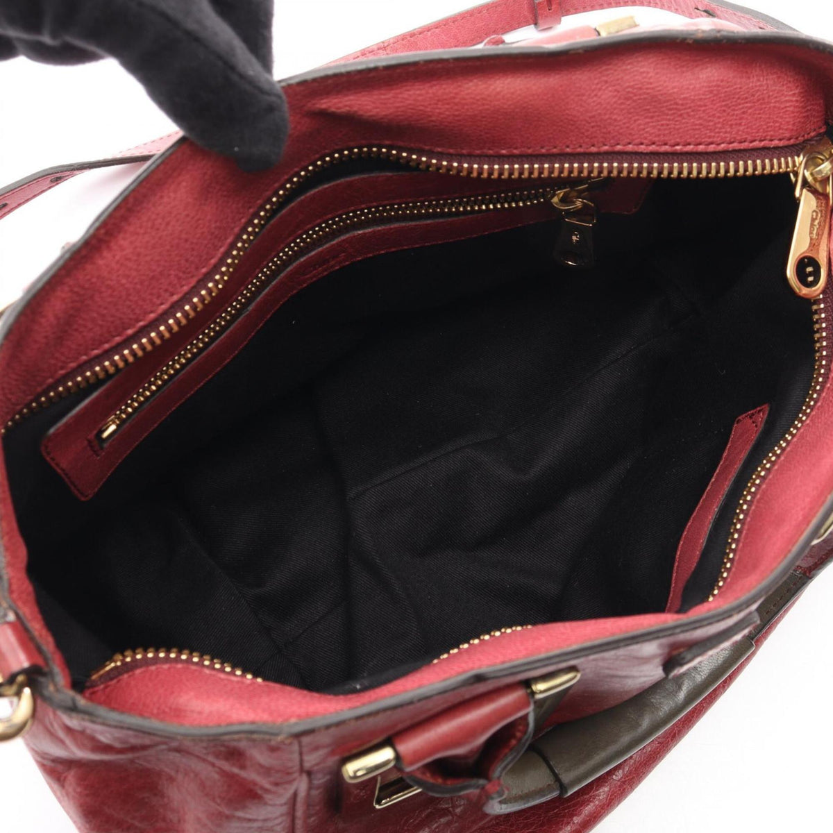 Chloé Green Red Color Leather Handbag (Pre-Owned)