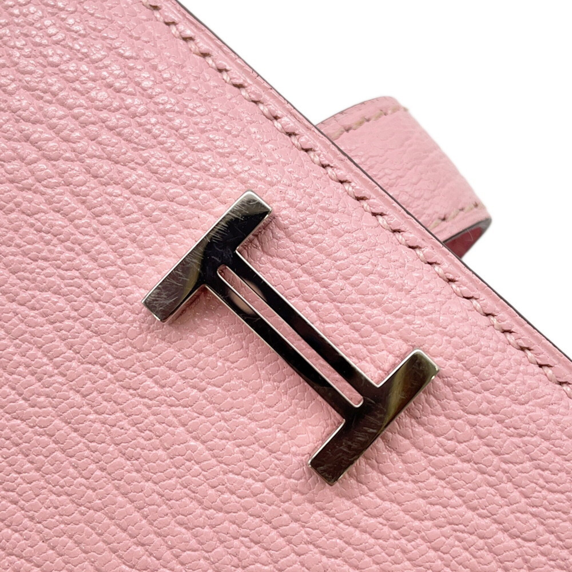 Hermes Rose Sakura Chevre Myzore Leather Long Wallet (Bi-Fold) (Pre-Owned)