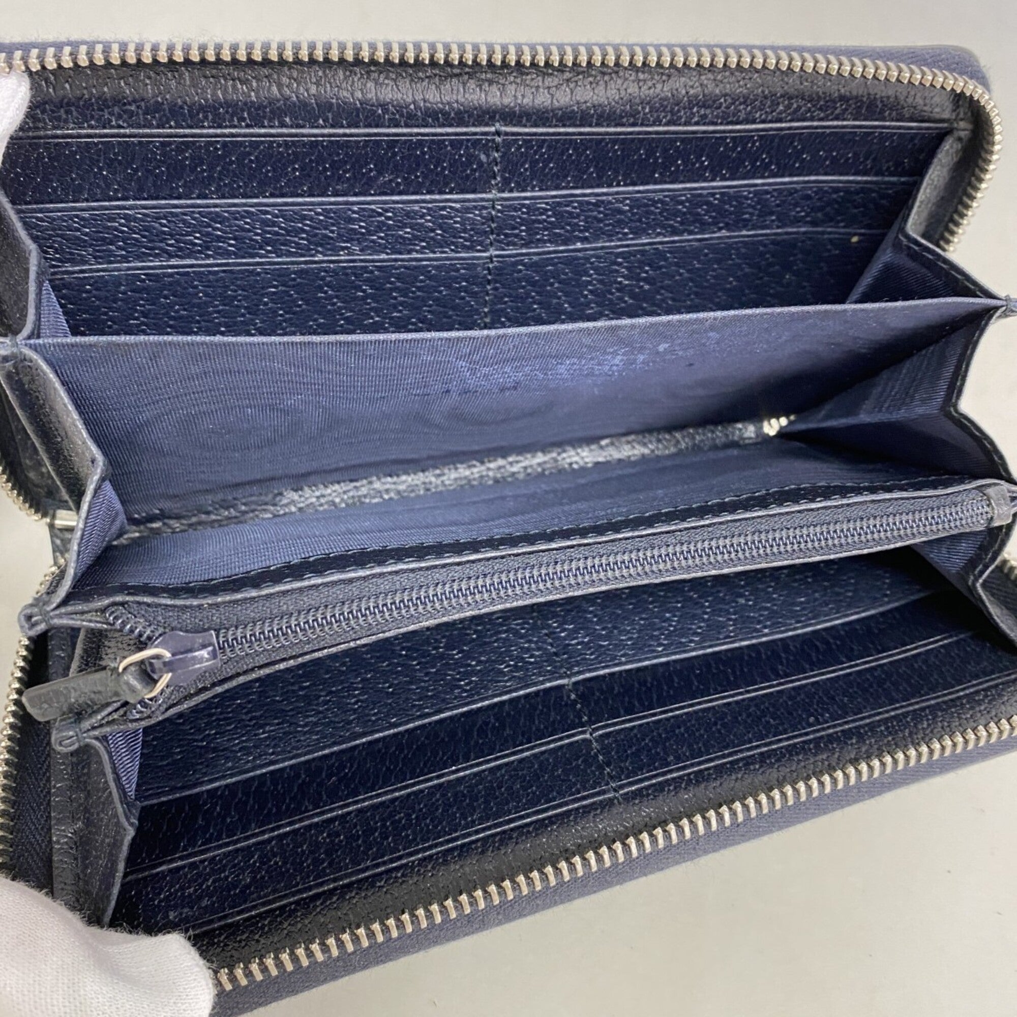 Gucci Navy Pvc Long Wallet (Bi-Fold) (Pre-Owned)