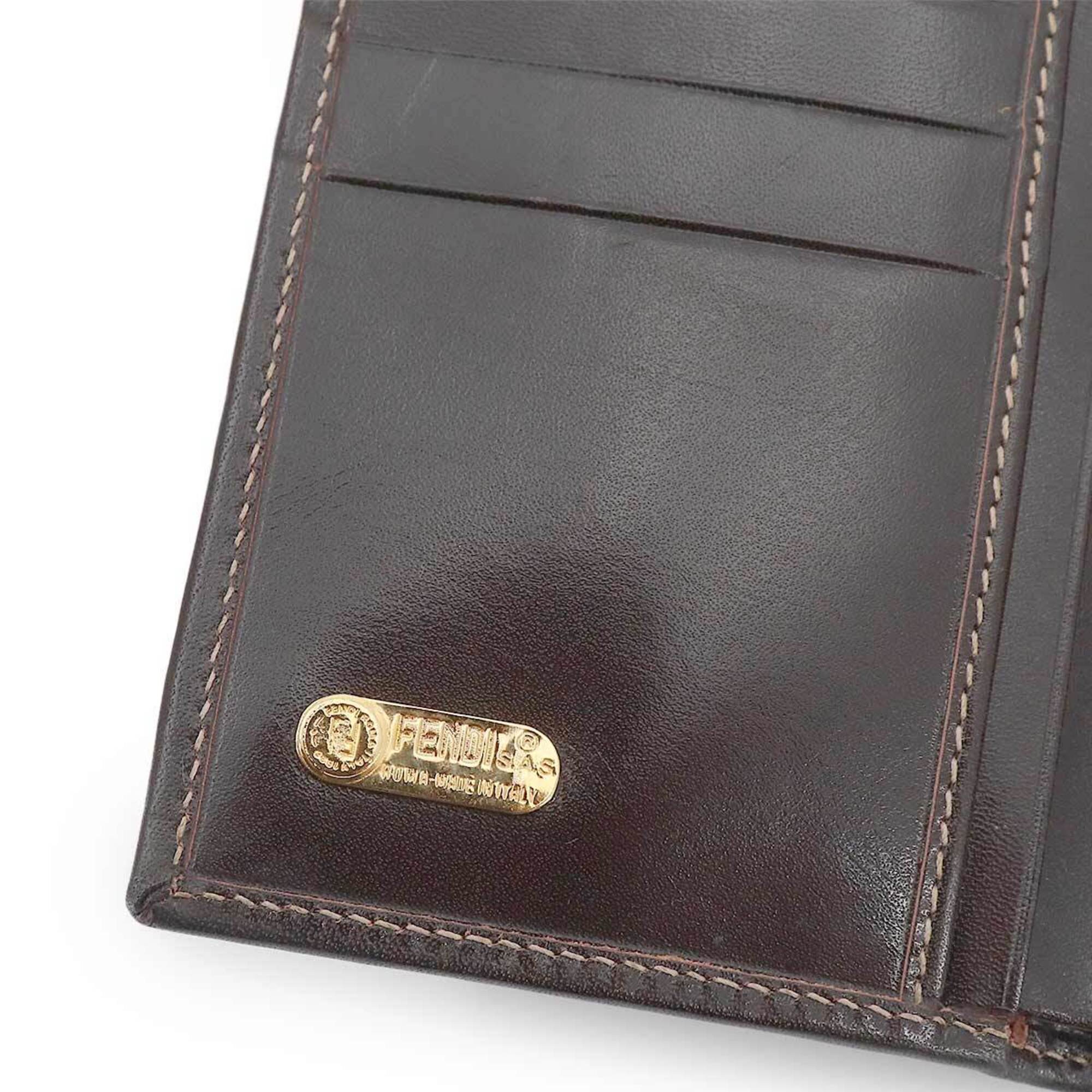 Fendi Black Brown Canvas Leather Wallet (Bi-Fold) (Pre-Owned)