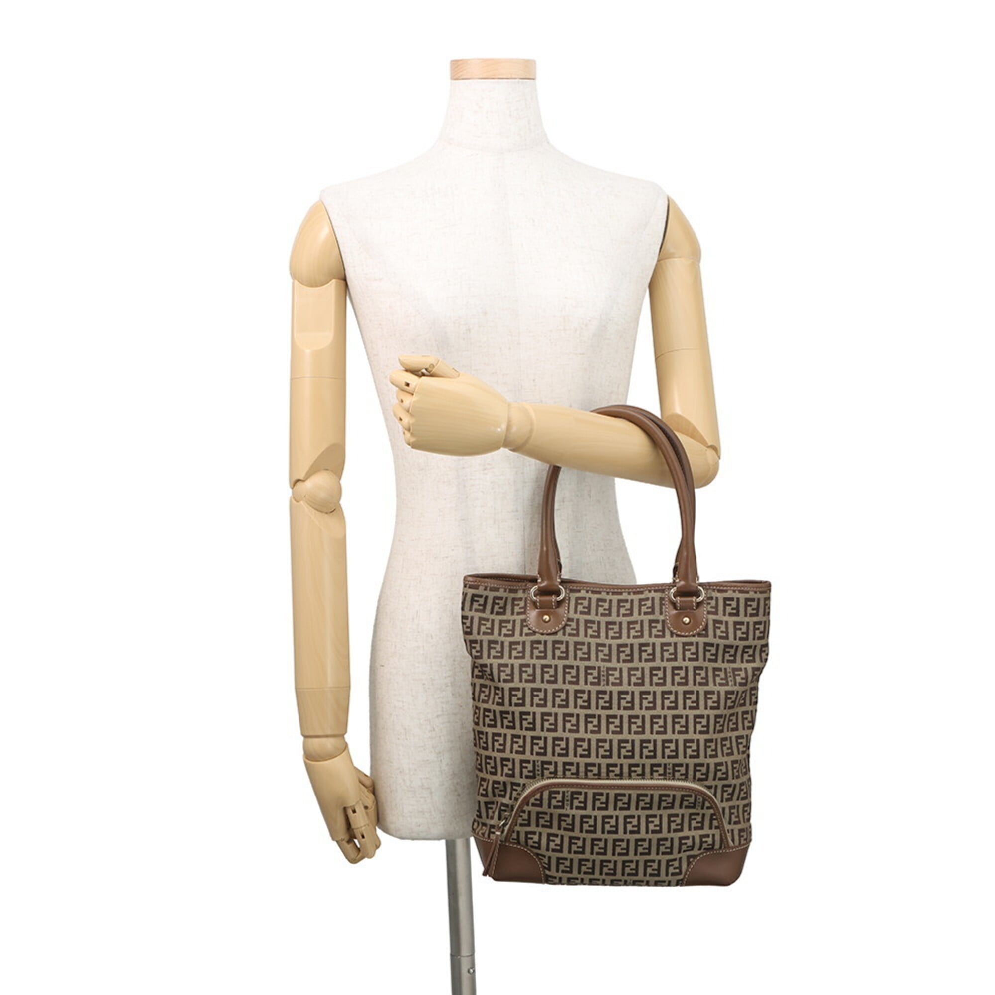 Fendi Khaki Brown Zucchino Handbag Tote Bag (Pre-Owned)