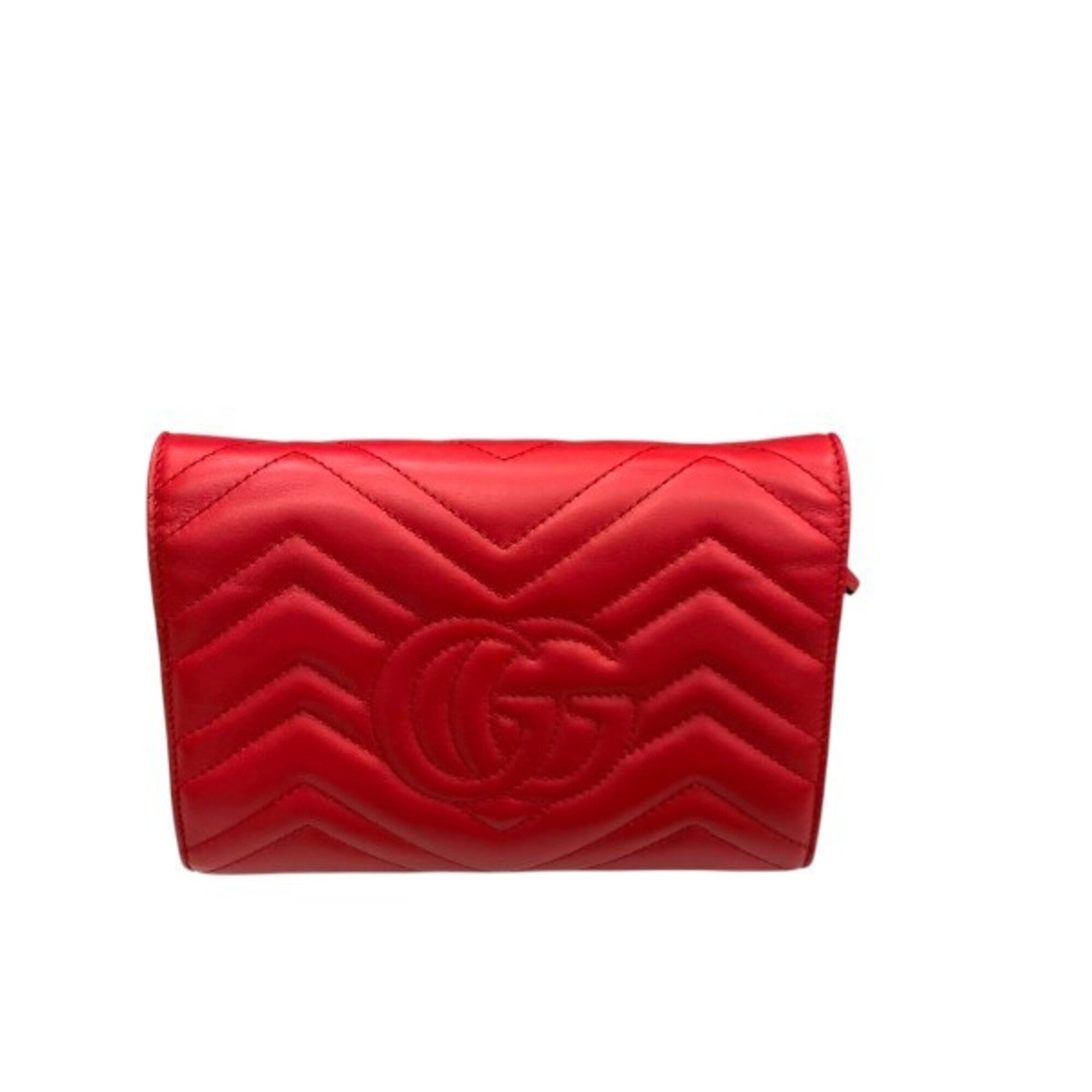 Gucci Red Color Chain/Shoulder Wallet (Pre-Owned)
