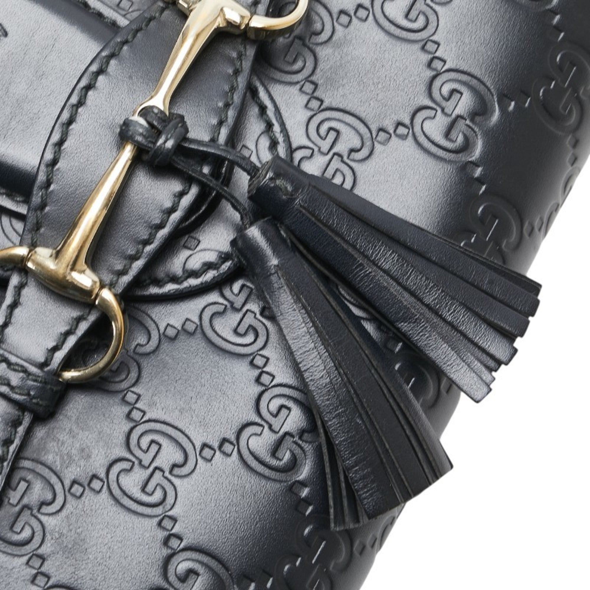 Gucci Horsebit Black Leather Shoulder Bag (Pre-Owned)