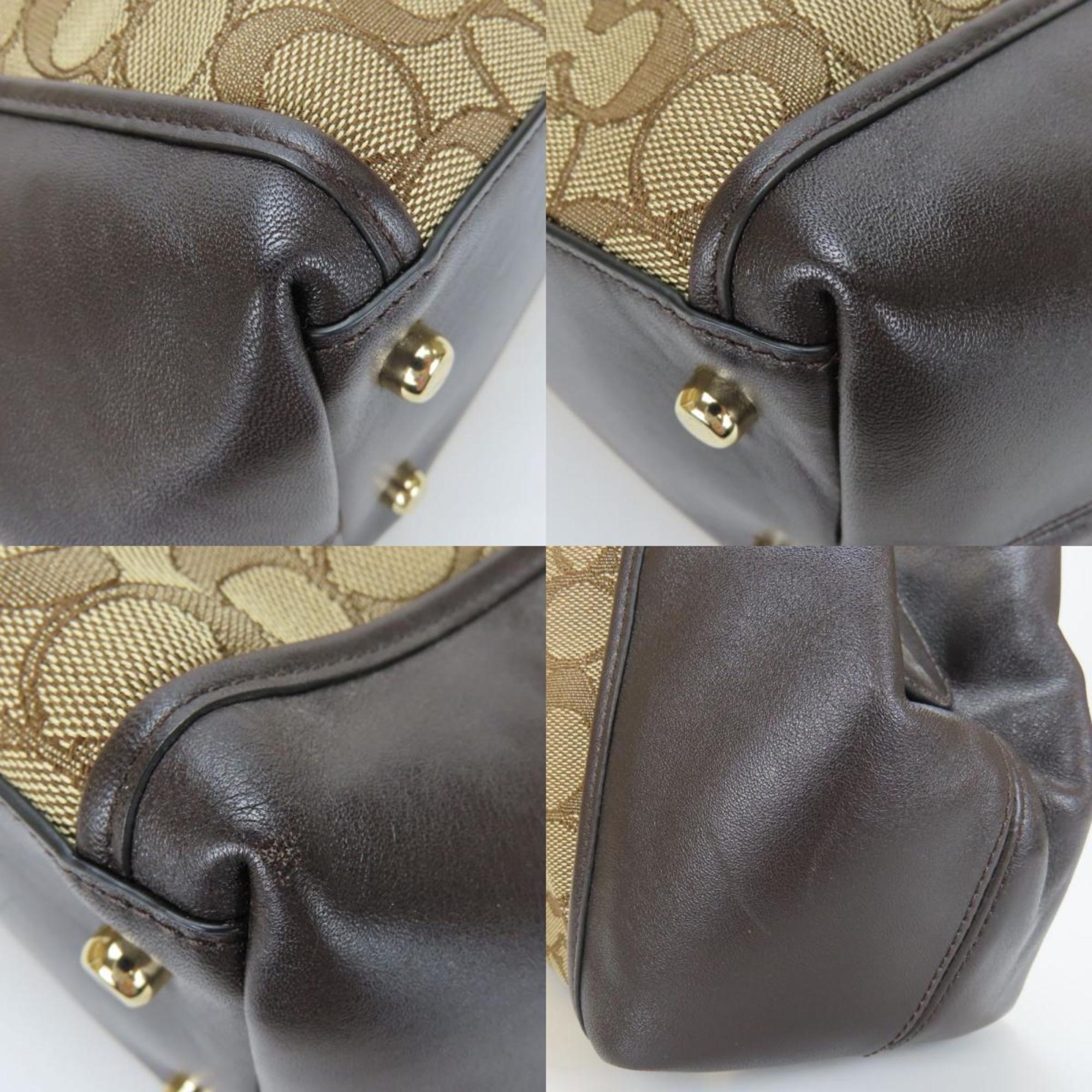 Coach Brown Dark Brown Canvas Leather Tote Bag (Pre-Owned)