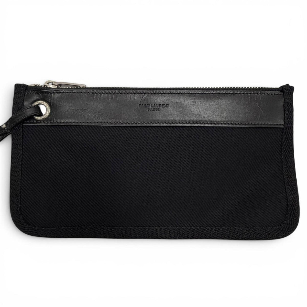 Saint Laurent Black Canvas Leather Pouch Shoulder Bag (Pre-Owned)
