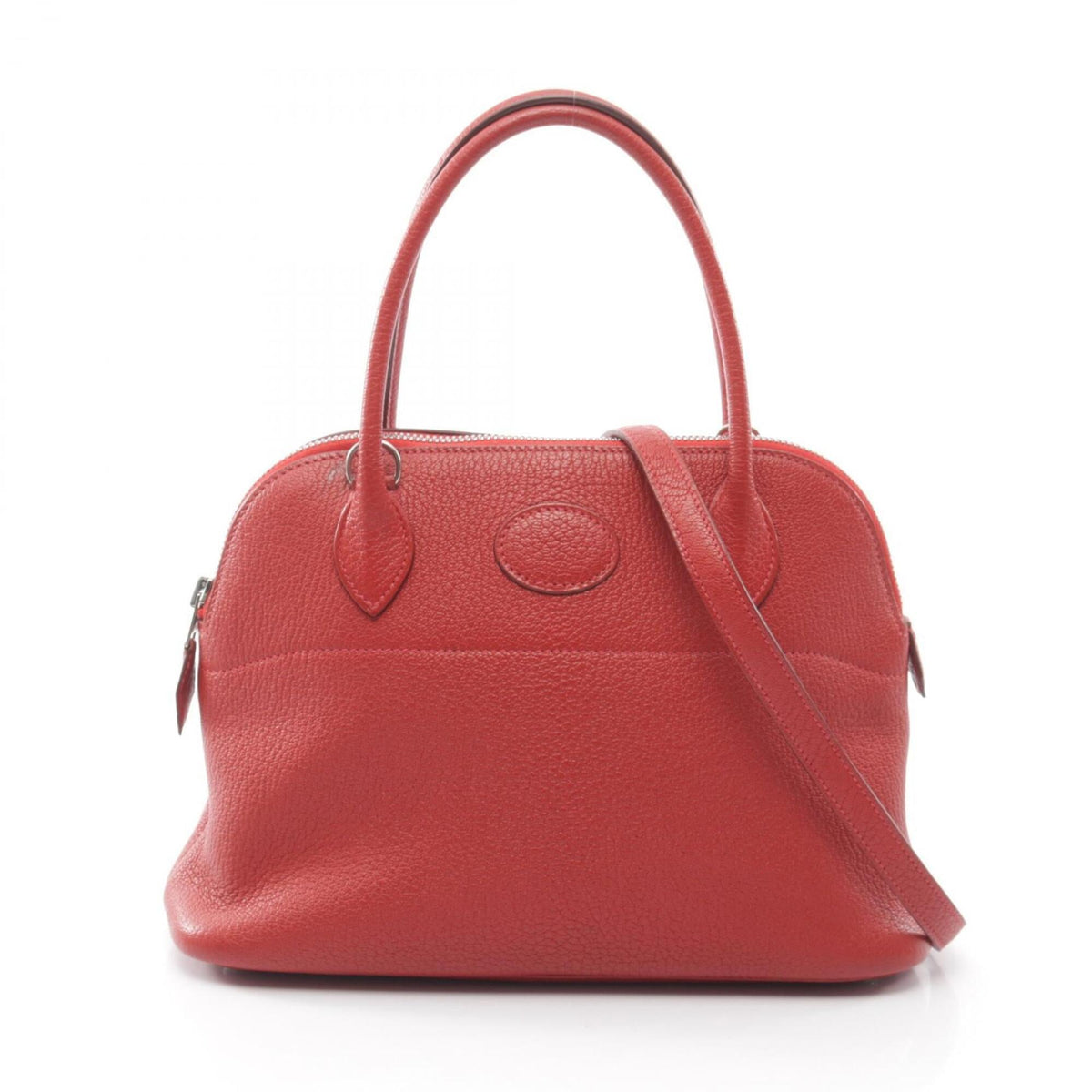 Hermes Red Color Rouge Garance Chevre Coromandel Leather Leather Handbag (Pre-Owned)