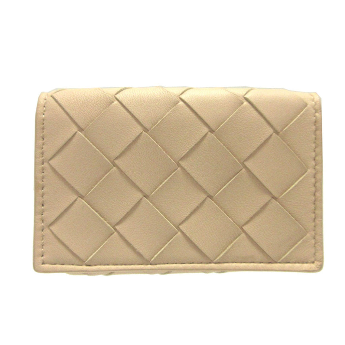 Bottega Veneta Beige Bordeaux Intrecciato Wallet (Tri-Fold) (Pre-Owned)