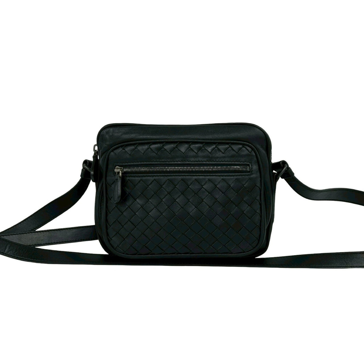 Bottega Veneta Black Leather Pochette Shoulder Bag (Pre-Owned)