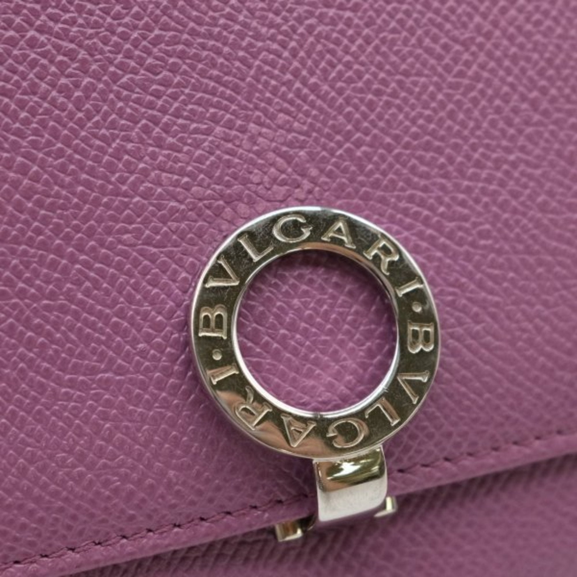 Bvlgari Purple Leather Long Wallet (Bi-Fold) (Pre-Owned)