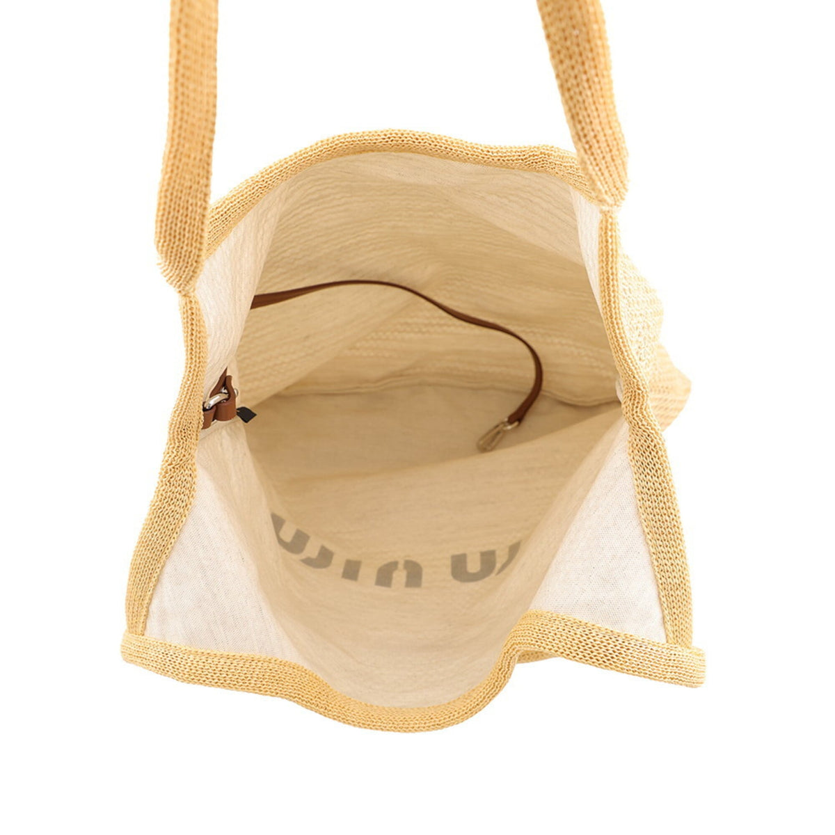 Miu Miu Beige Raffia Linen Handbag Pouch Tote Bag (Pre-Owned)