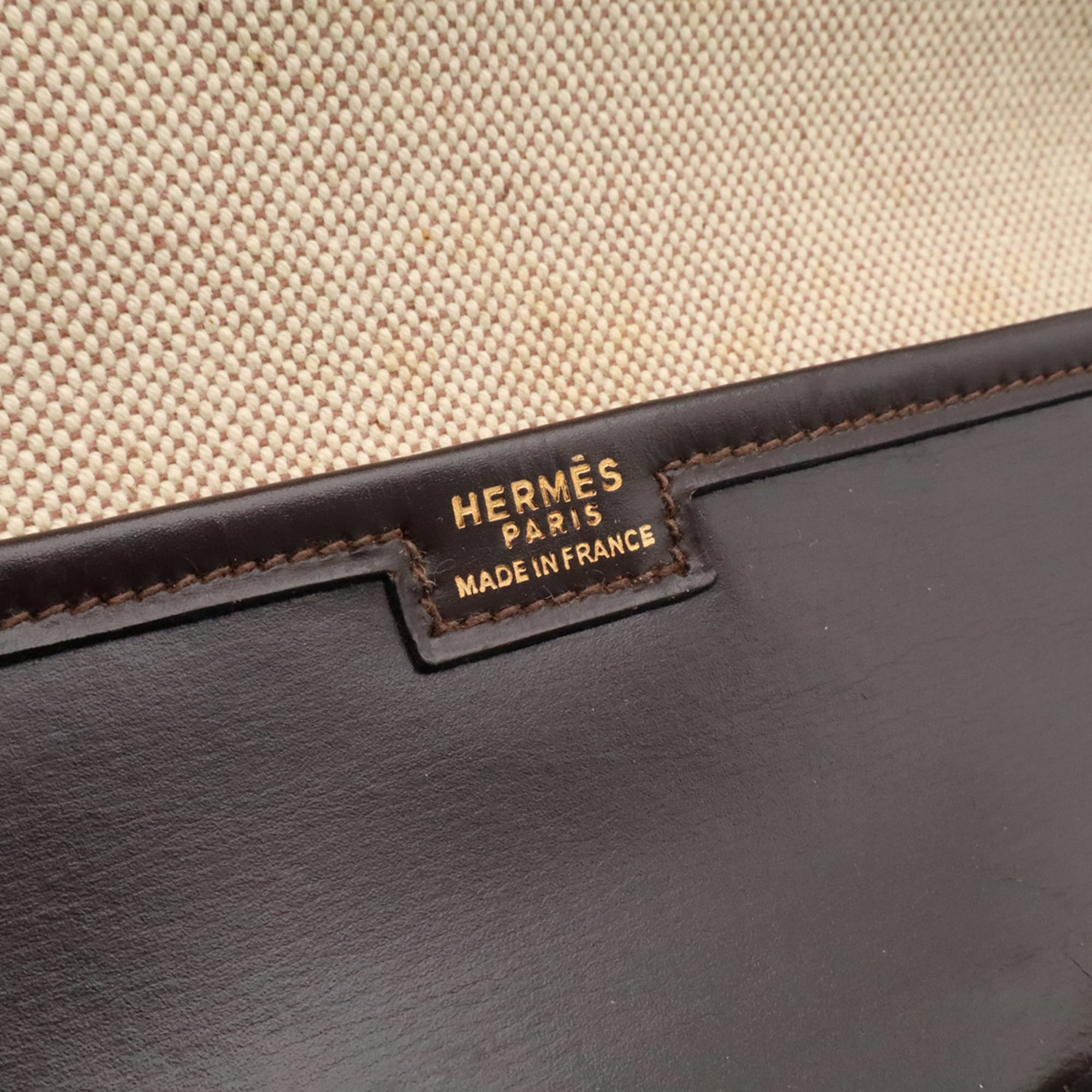 Hermes Jige Dark Brown Leather Clutch Bag Handbag (Pre-Owned)
