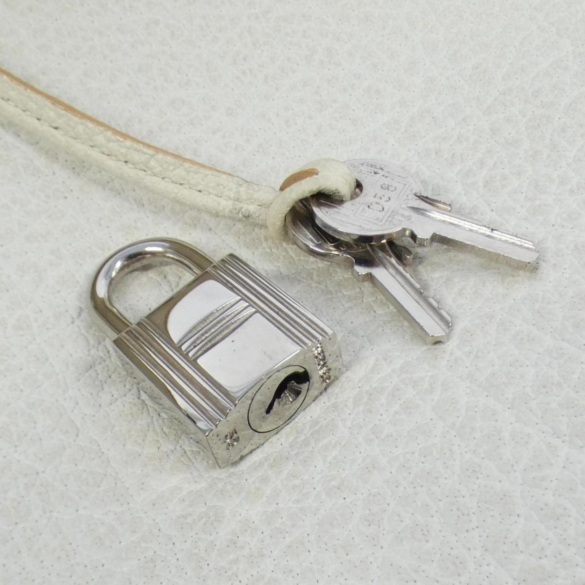Hermes Kelly Beige White Handbag (Pre-Owned)