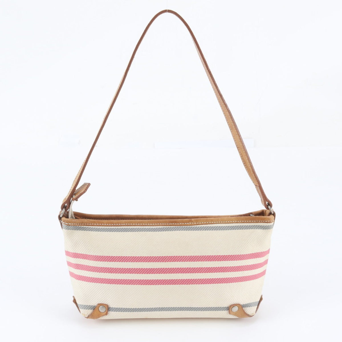 Burberry Multi-Color Leather Canvas Handbag Shoulder Bag Tote Bag (Pre-Owned)