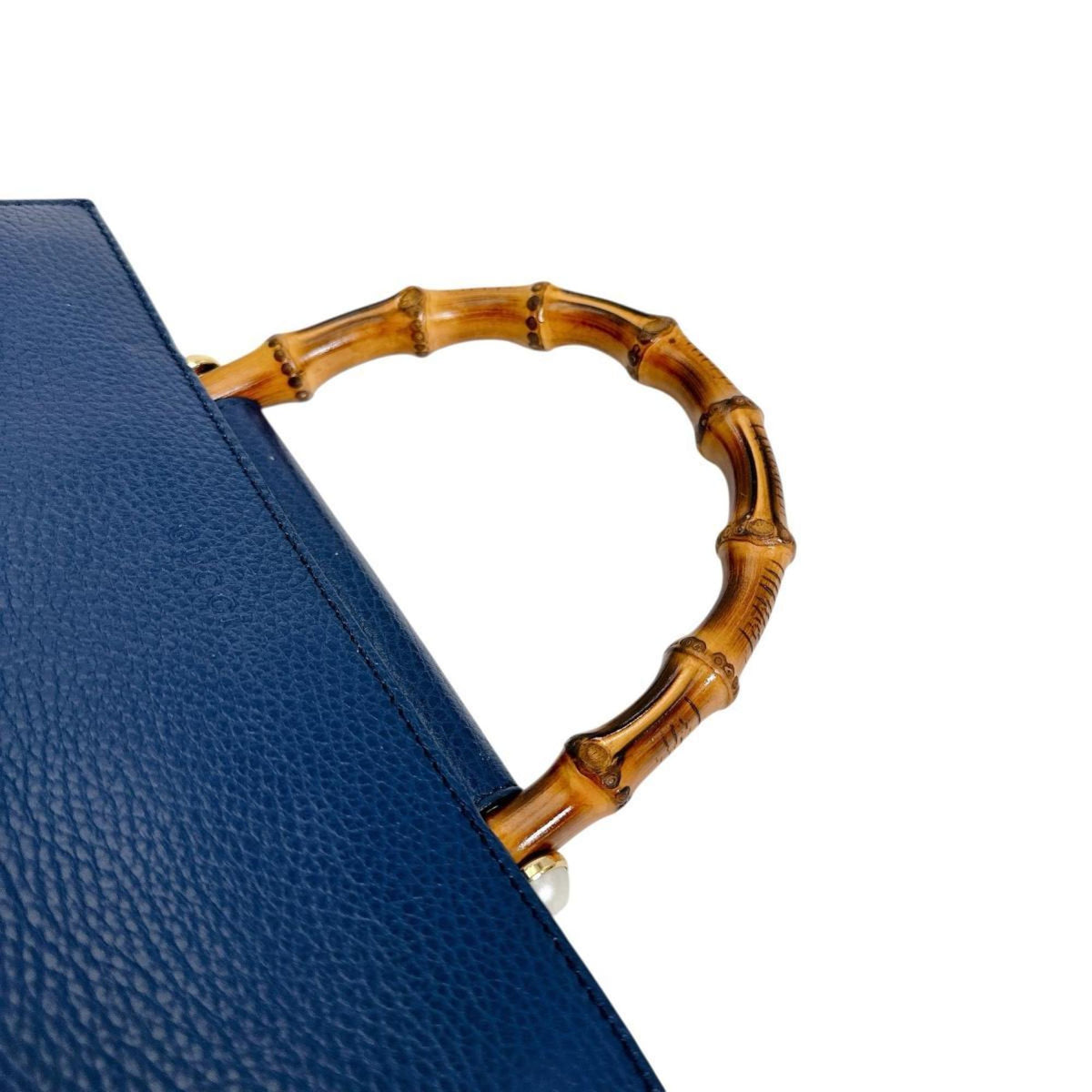 Gucci Blue Bamboo Leather Handbag (Pre-Owned)