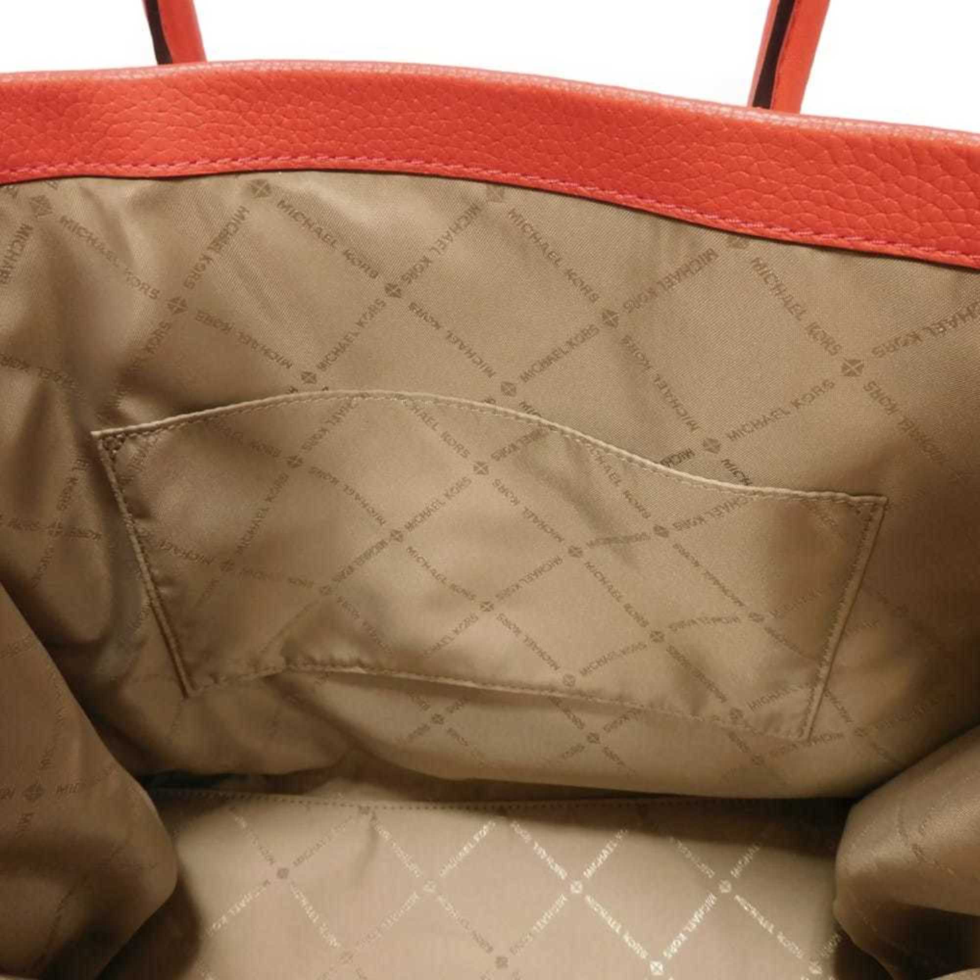 Michael Kors Red Color Leather Shoulder Bag Tote Bag (Pre-Owned)