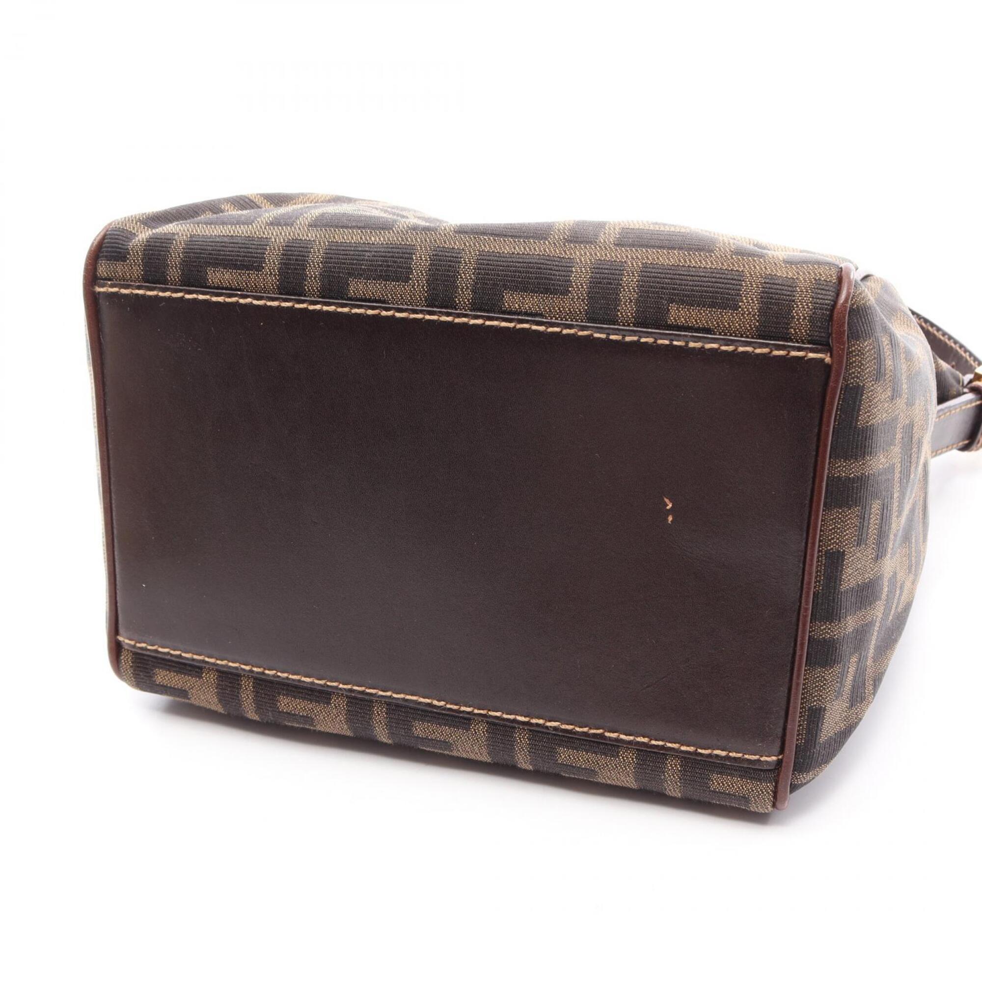 Fendi Zucca Brown Canvas Leather Handbag (Pre-Owned)