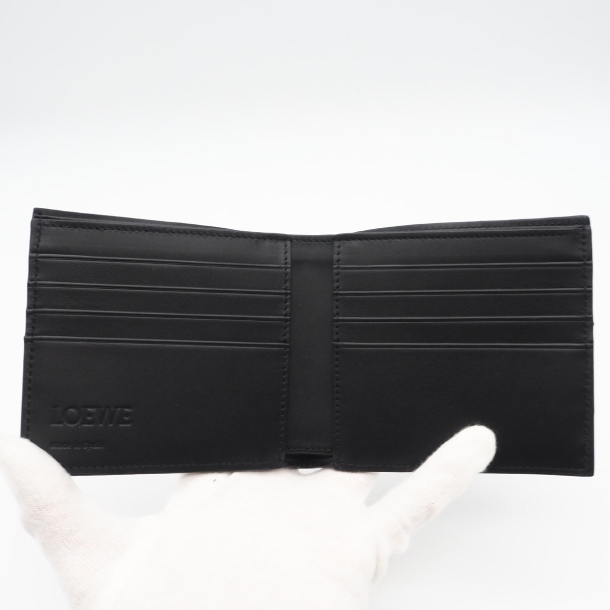 Loewe Black Gray Leather Wallet (Bi-Fold) (Pre-Owned)