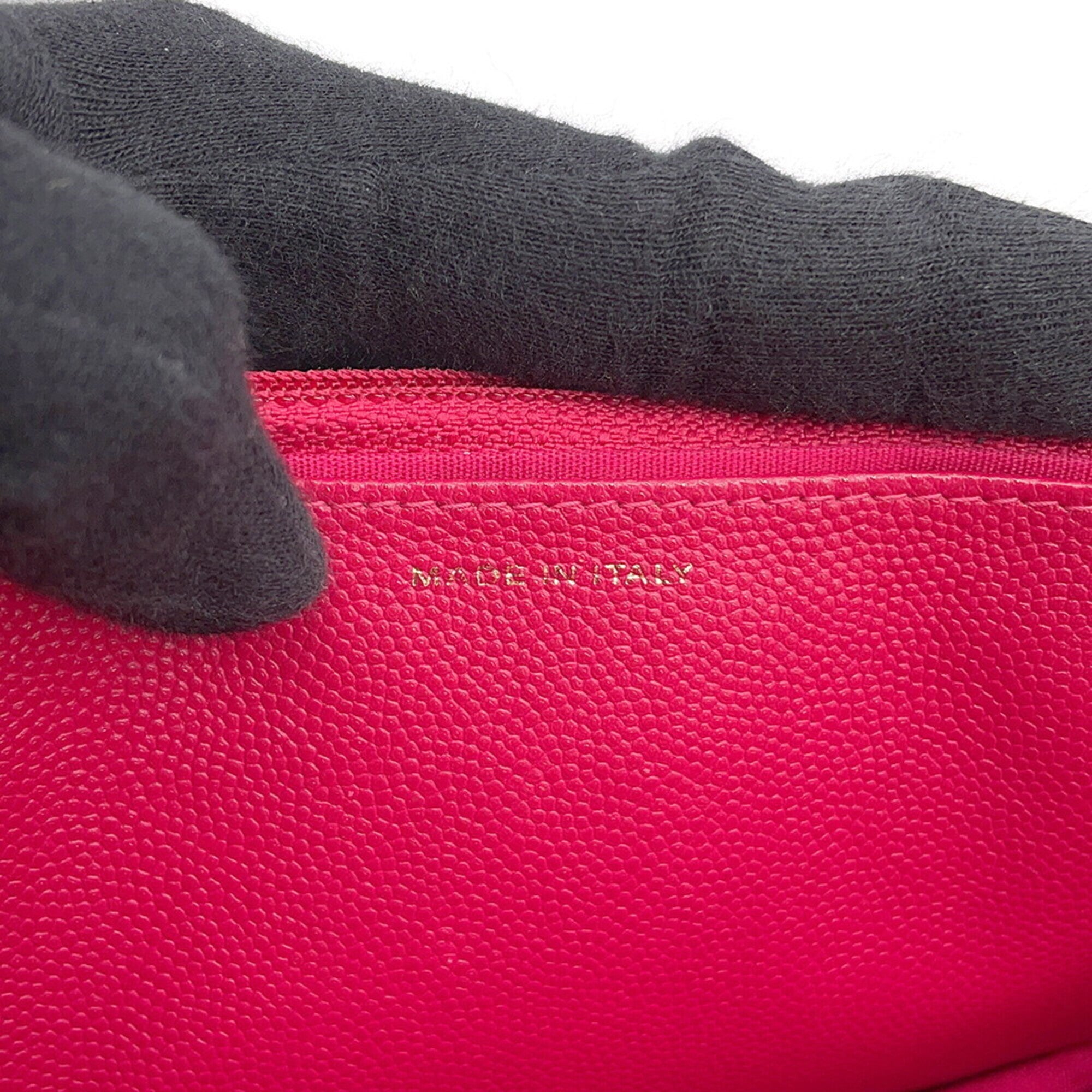 Chanel Pink Grained Calfskin Chain/Shoulder Wallet (Pre-Owned)