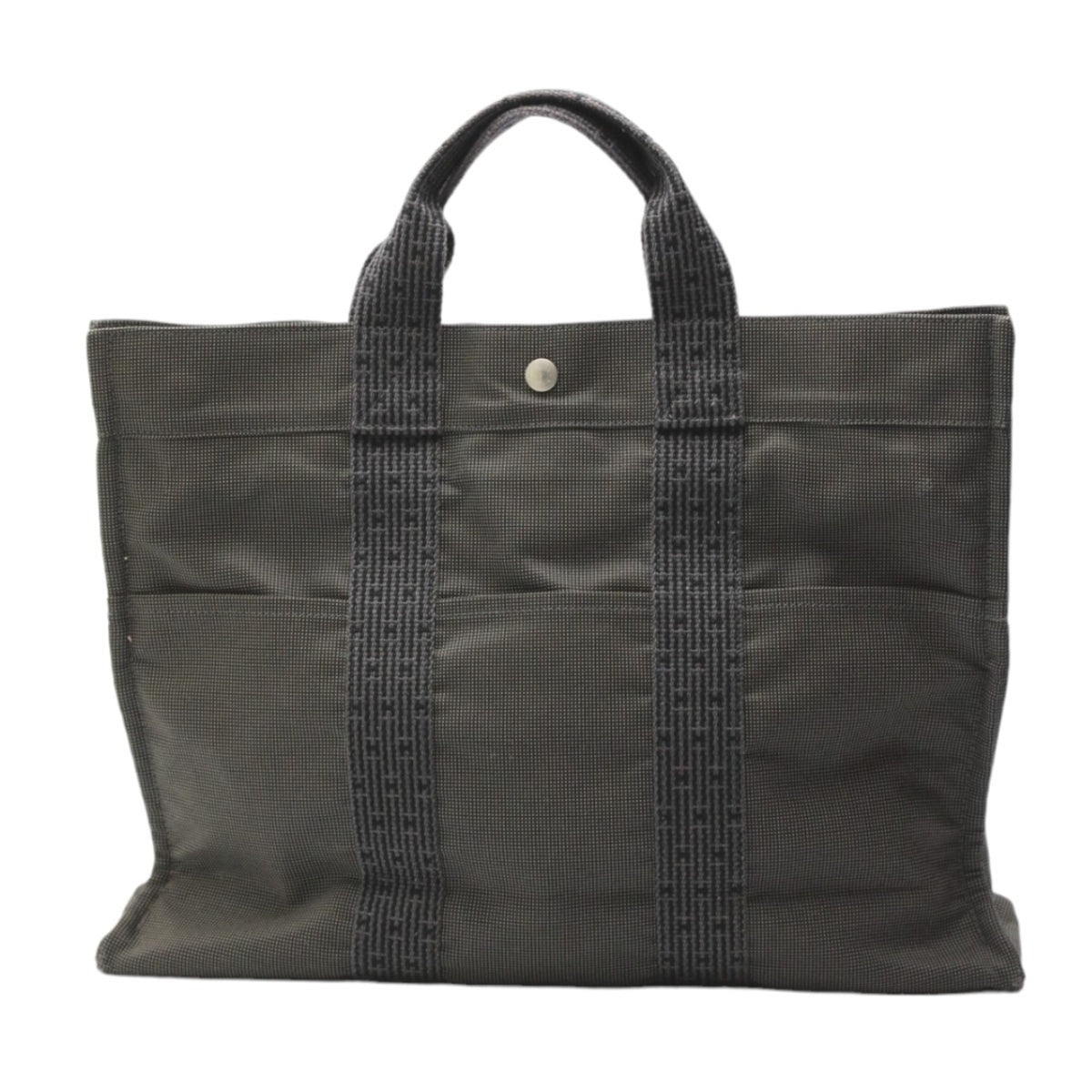 Hermes Her Line Gray Canvas Tote Bag (Pre-Owned)