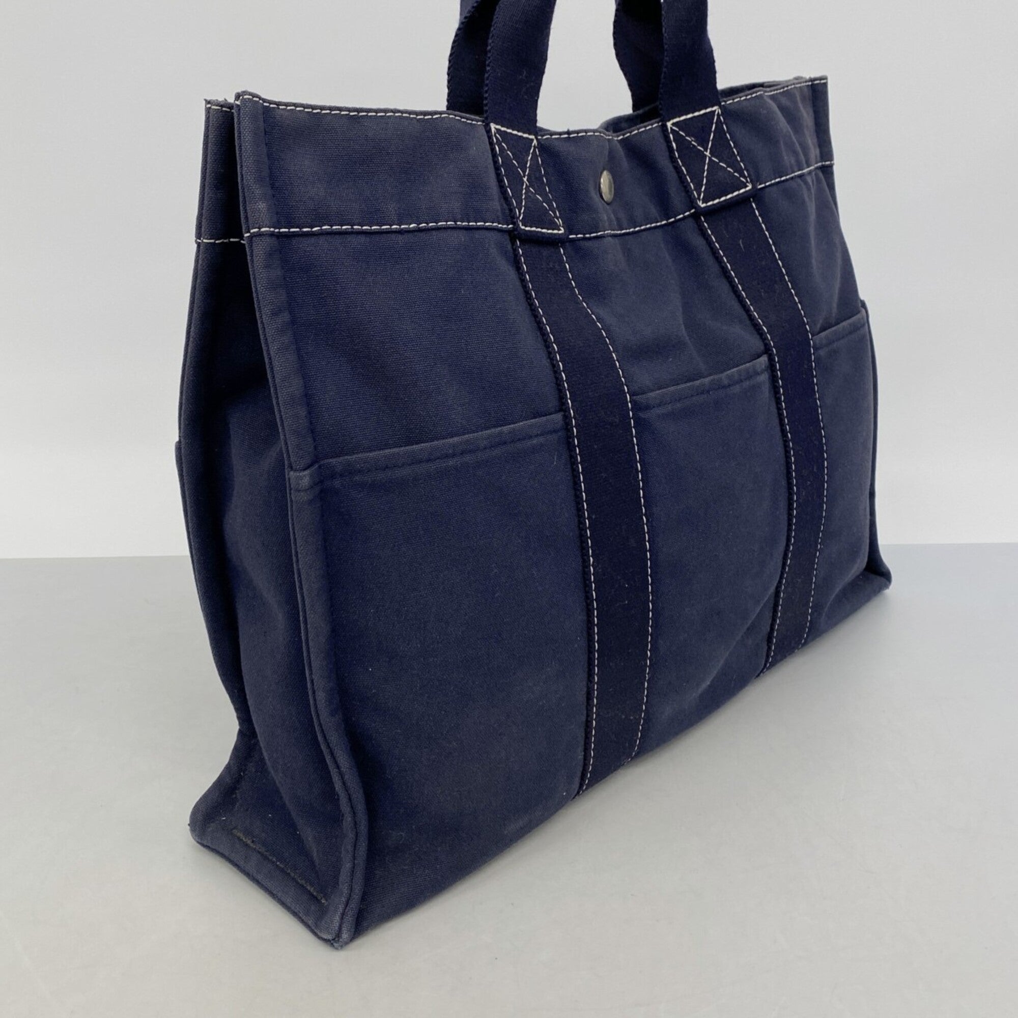 Hermes Navy Canvas Tote Bag (Pre-Owned)