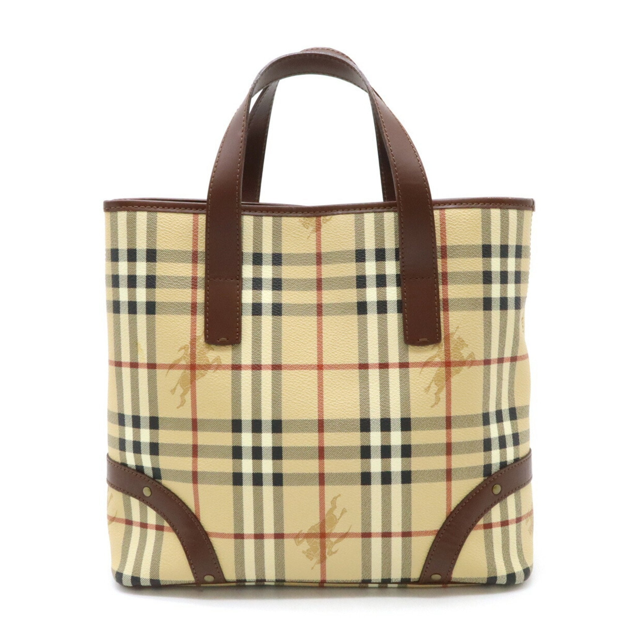 Burberry Beige Black Bordeaux Pvc Leather Handbag Tote Bag (Pre-Owned)