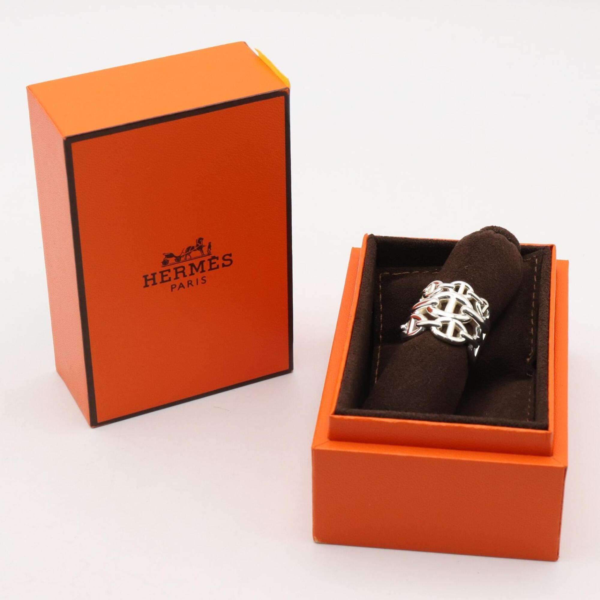 Hermes Silver Silver 925 Band Ring (Pre-Owned)
