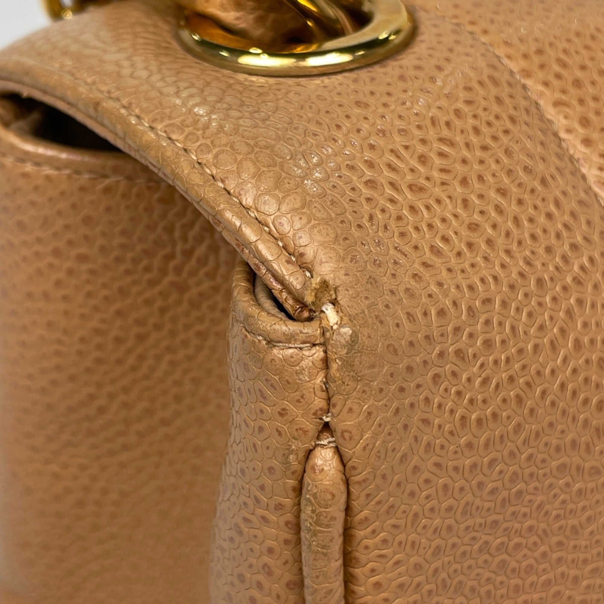 Chanel Mademoiselle Beige Grained Calfskin Shoulder Bag (Pre-Owned)