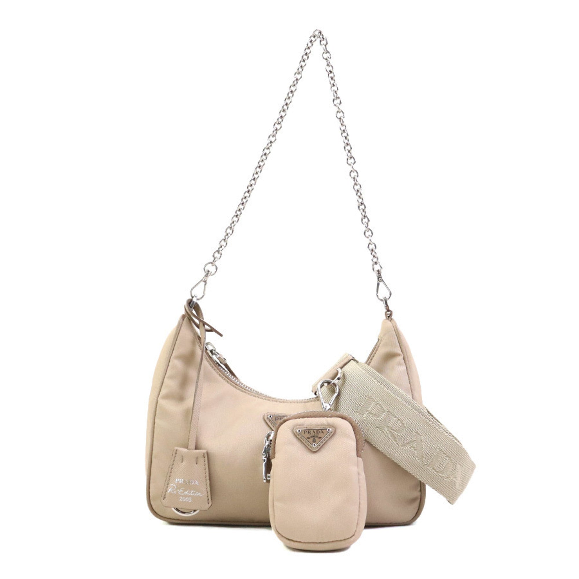 Prada Beige Nylon Shoulder Bag (Pre-Owned)