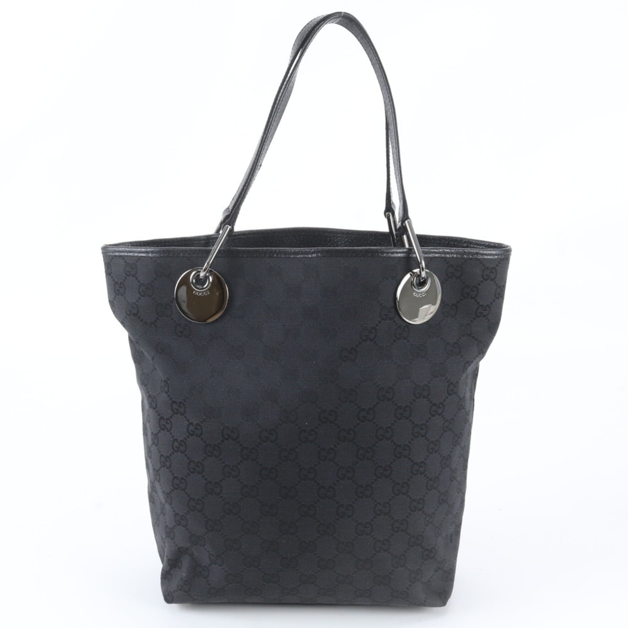 Gucci Black Gg Canvas Handbag Shoulder Bag Tote Bag (Pre-Owned)