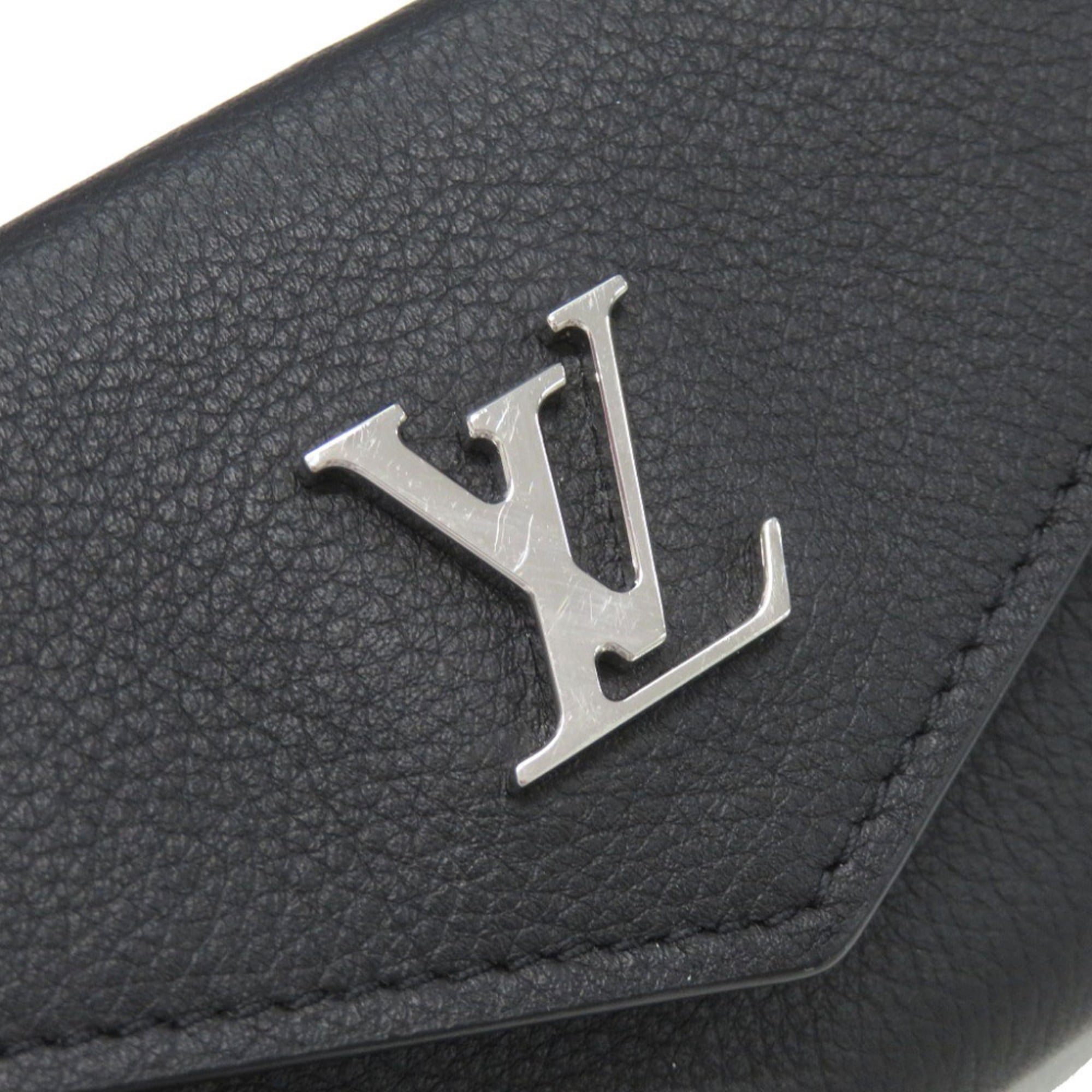 Louis Vuitton Noir Leather Wallet (Tri-Fold) (Pre-Owned)