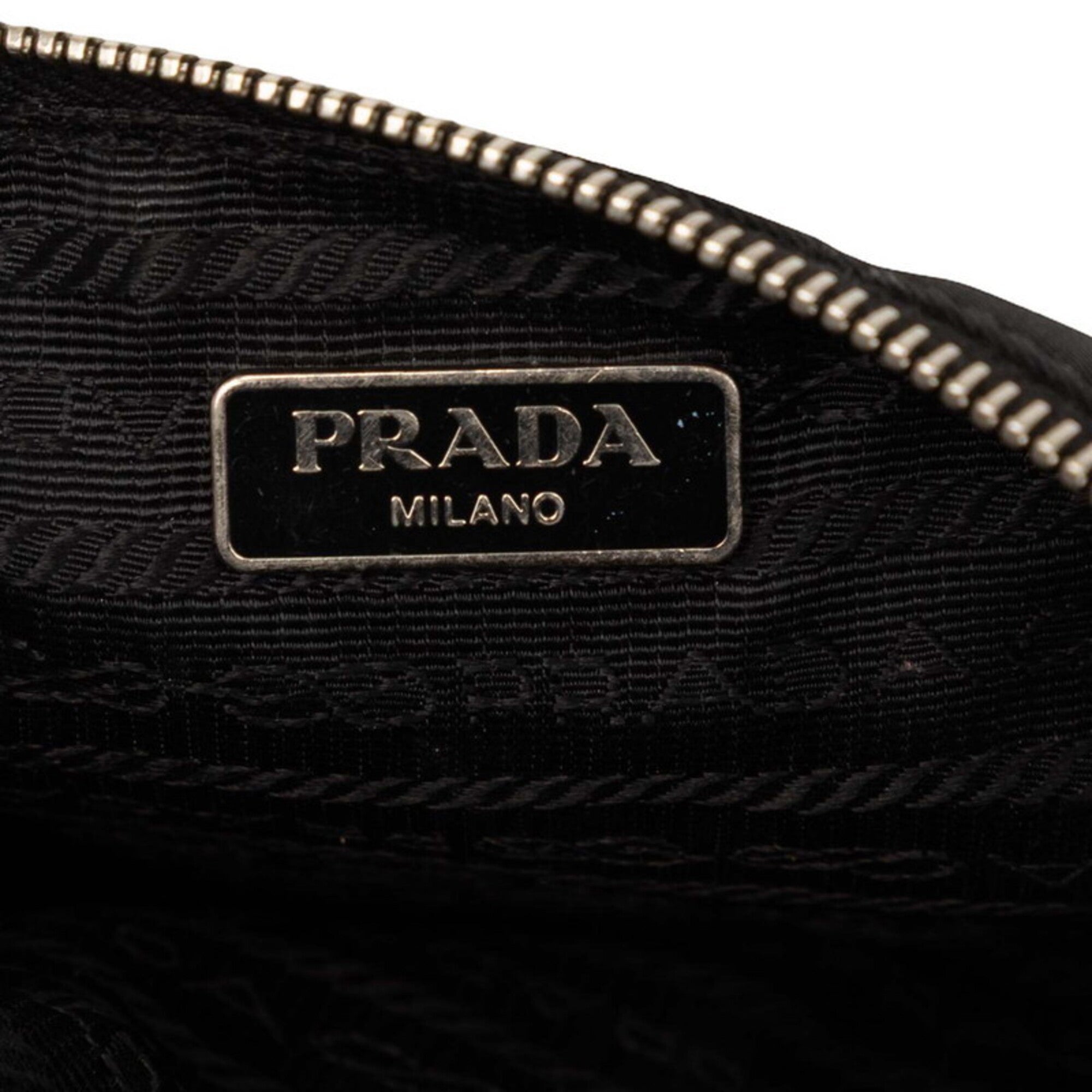 Prada Black Multi-Color Nylon Leather Handbag Pouch (Pre-Owned)