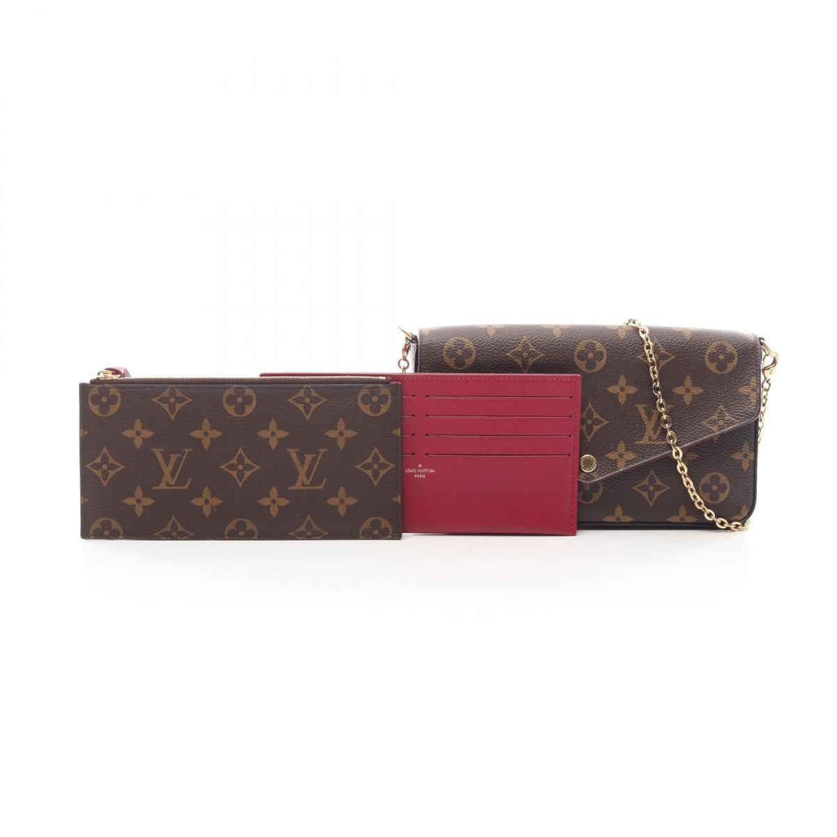Louis Vuitton Brown Fuchsia Monogram Monogram Leather Handbag Pochette Shoulder Bag (Pre-Owned)
