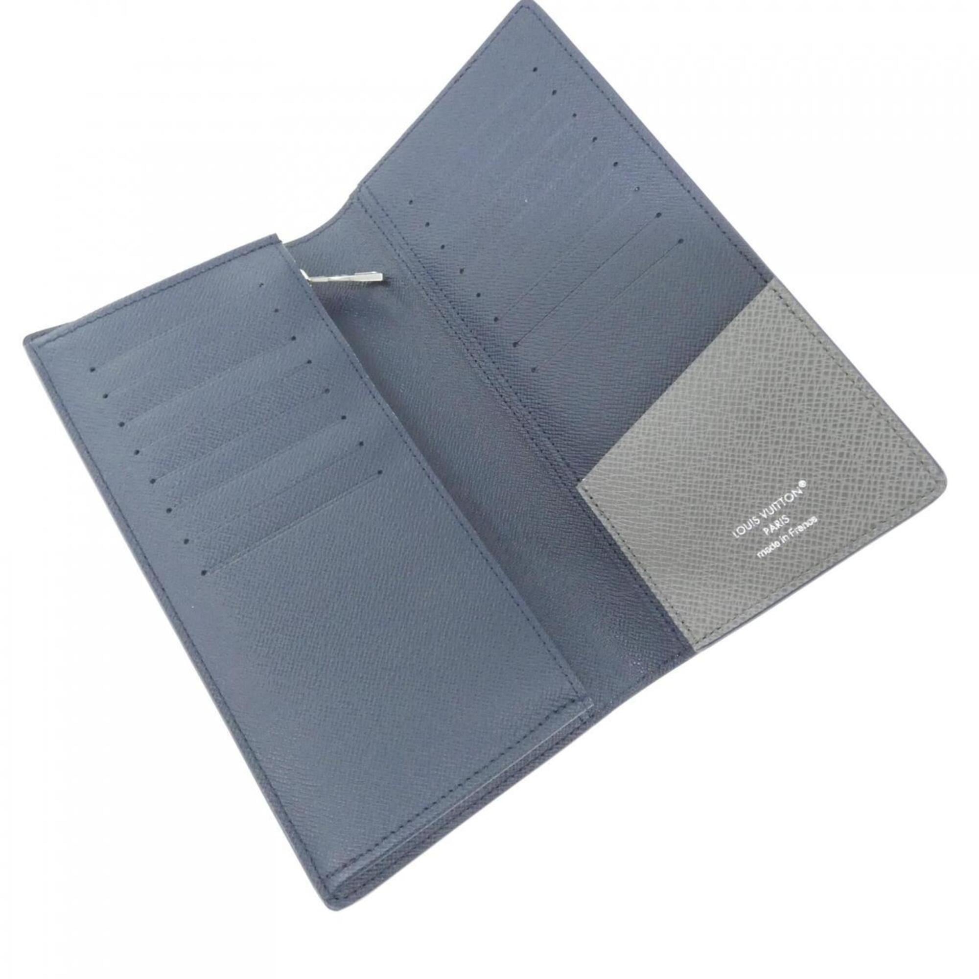 Louis Vuitton Gray Navy Leather Long Wallet (Bi-Fold) (Pre-Owned)