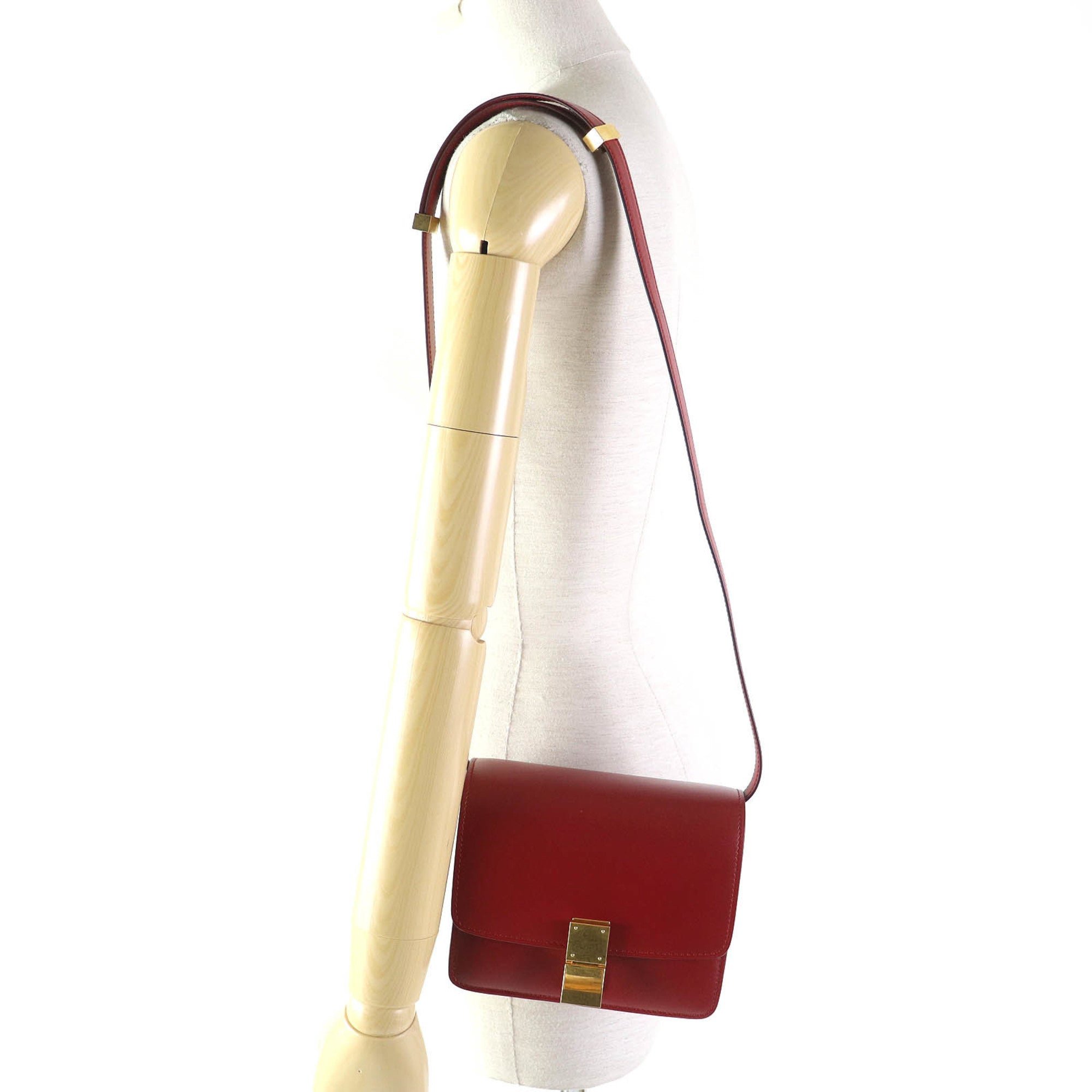 Celine Red Color Leather Shoulder Bag (Pre-Owned)