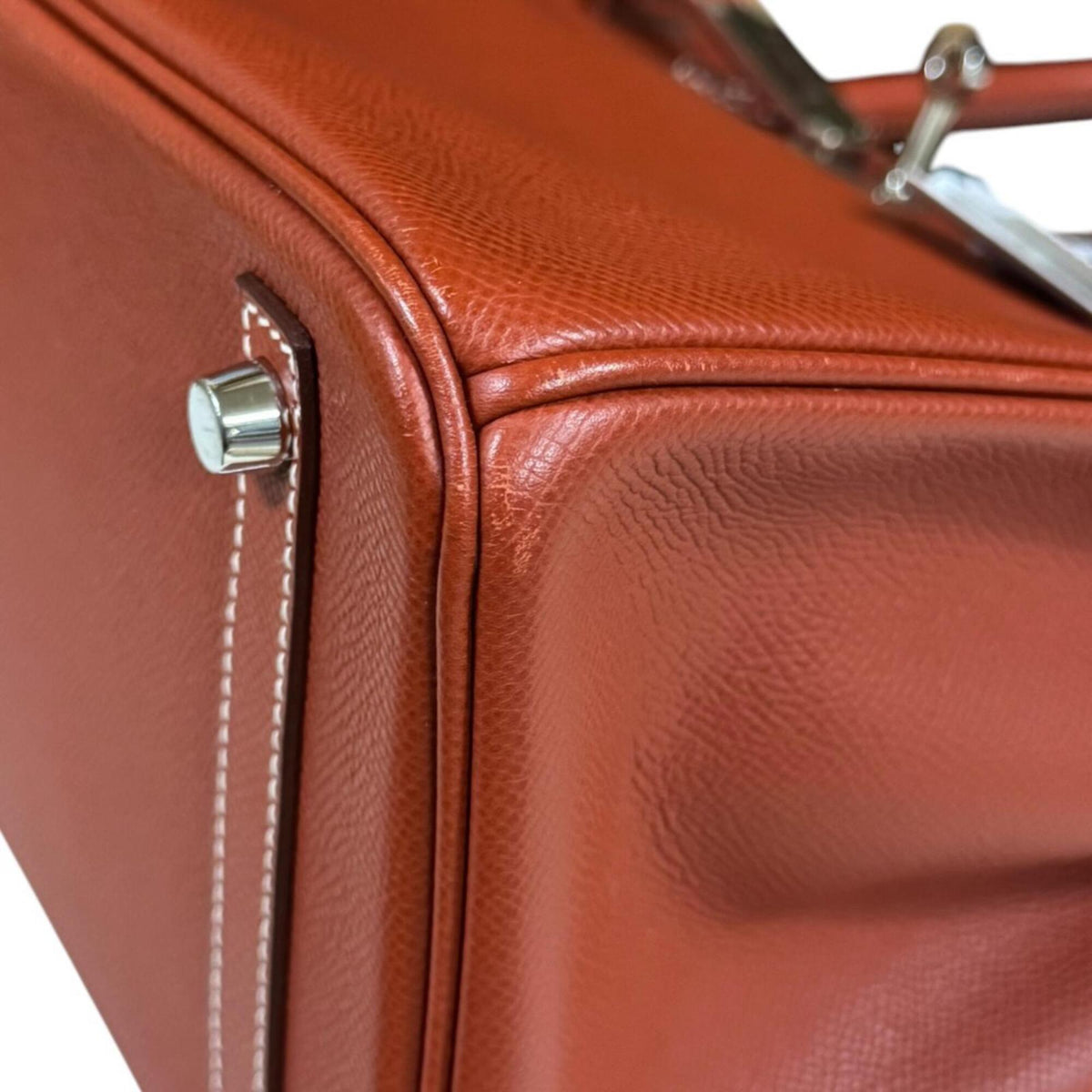 Hermes Orange Sanguine White Epsom Leather Handbag (Pre-Owned)