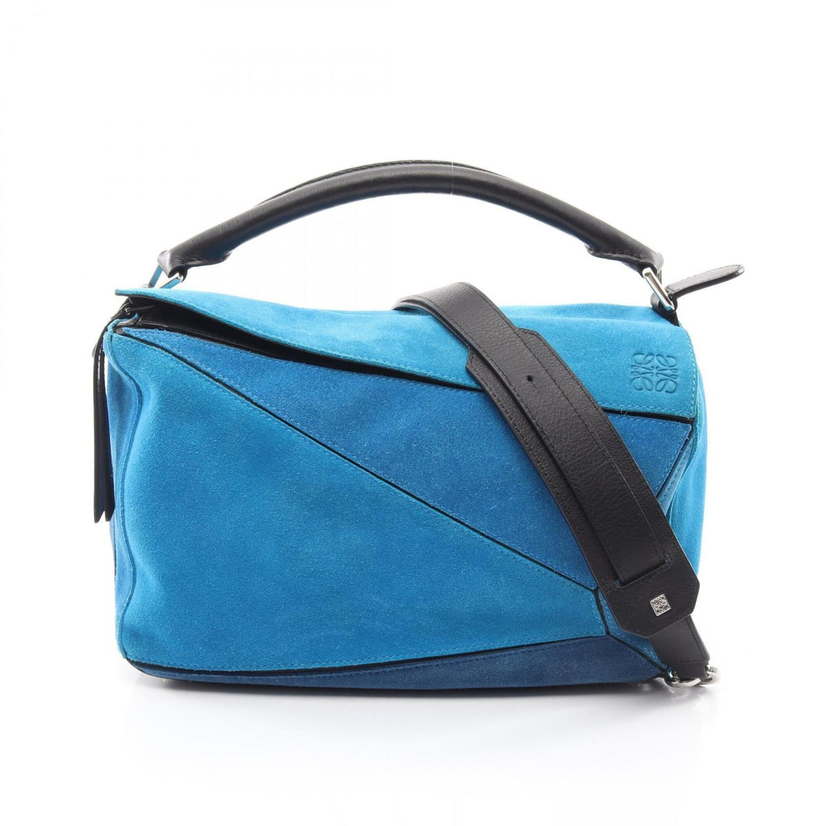 Loewe Black Blue Leather Suede Handbag (Pre-Owned)